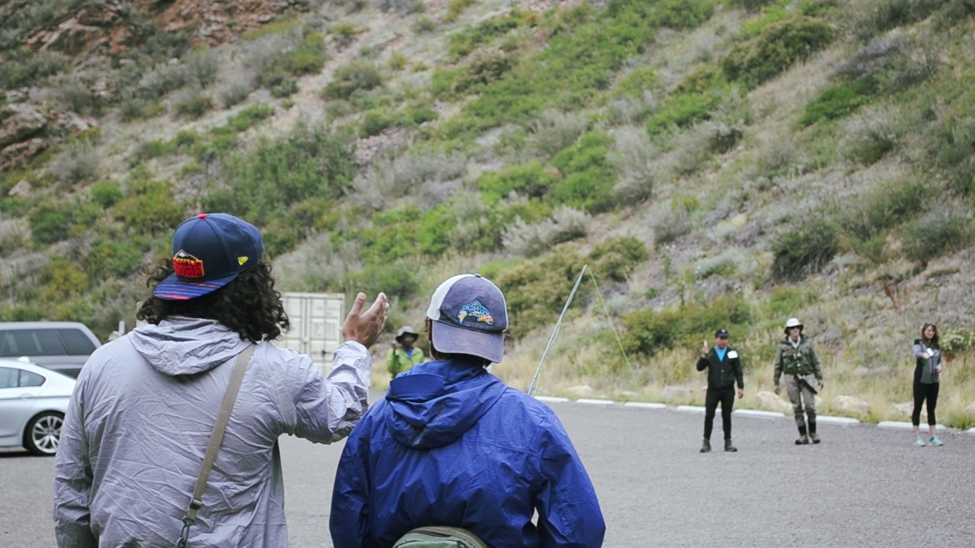 Nick giving some fly casting tips before the students hit the water.