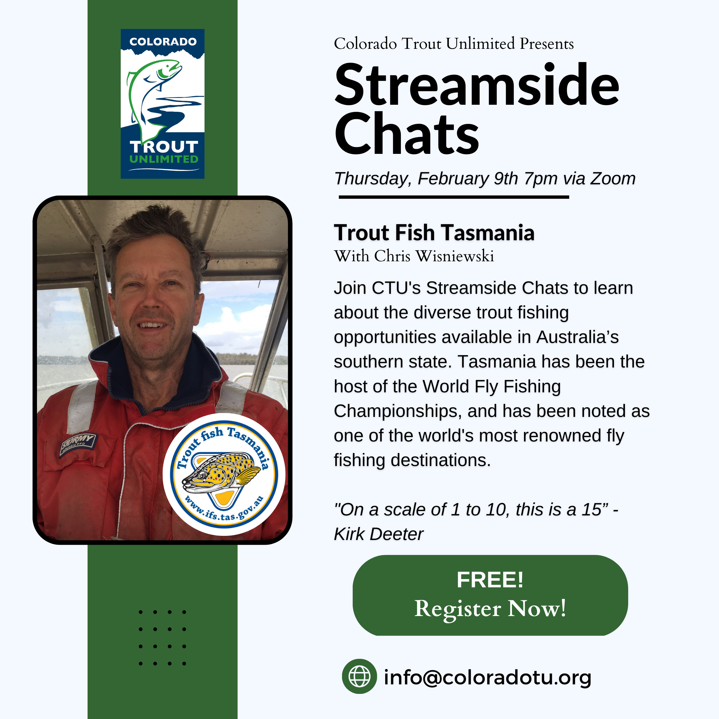 Streamside Signs Streamside Chats - Chris Wisniewski and Trout Fish Tasmania — Colorado ...