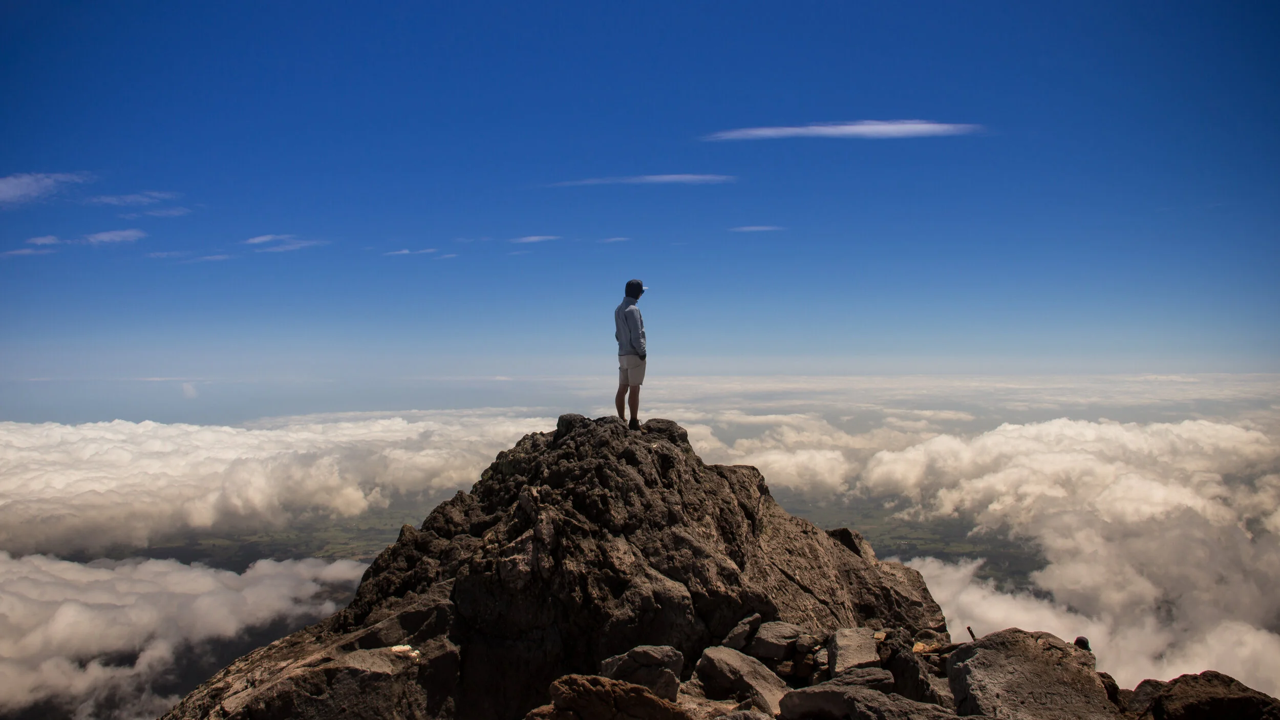 one person in mountain