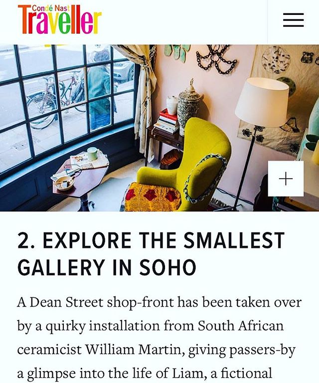 Thank you @condenasttraveller for featuring us as no.2 on the top 10 cool things to do in London this week! &lsquo;Liam&rsquo; is up until the end of the month. 
Venue @thegaragesoho
Artist @williamandco_uk 
Curators @philiplevine &amp; @a_m_da_costa