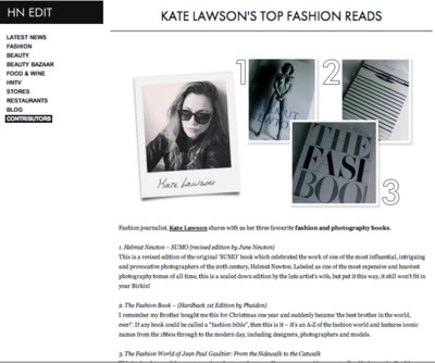 HARVEY NICHOLS - 'The Power of 3' Guest Contributor As a keen photography book collector, I was asked by Harvey Nichols to choose my three favourite fashion & photography tomes.