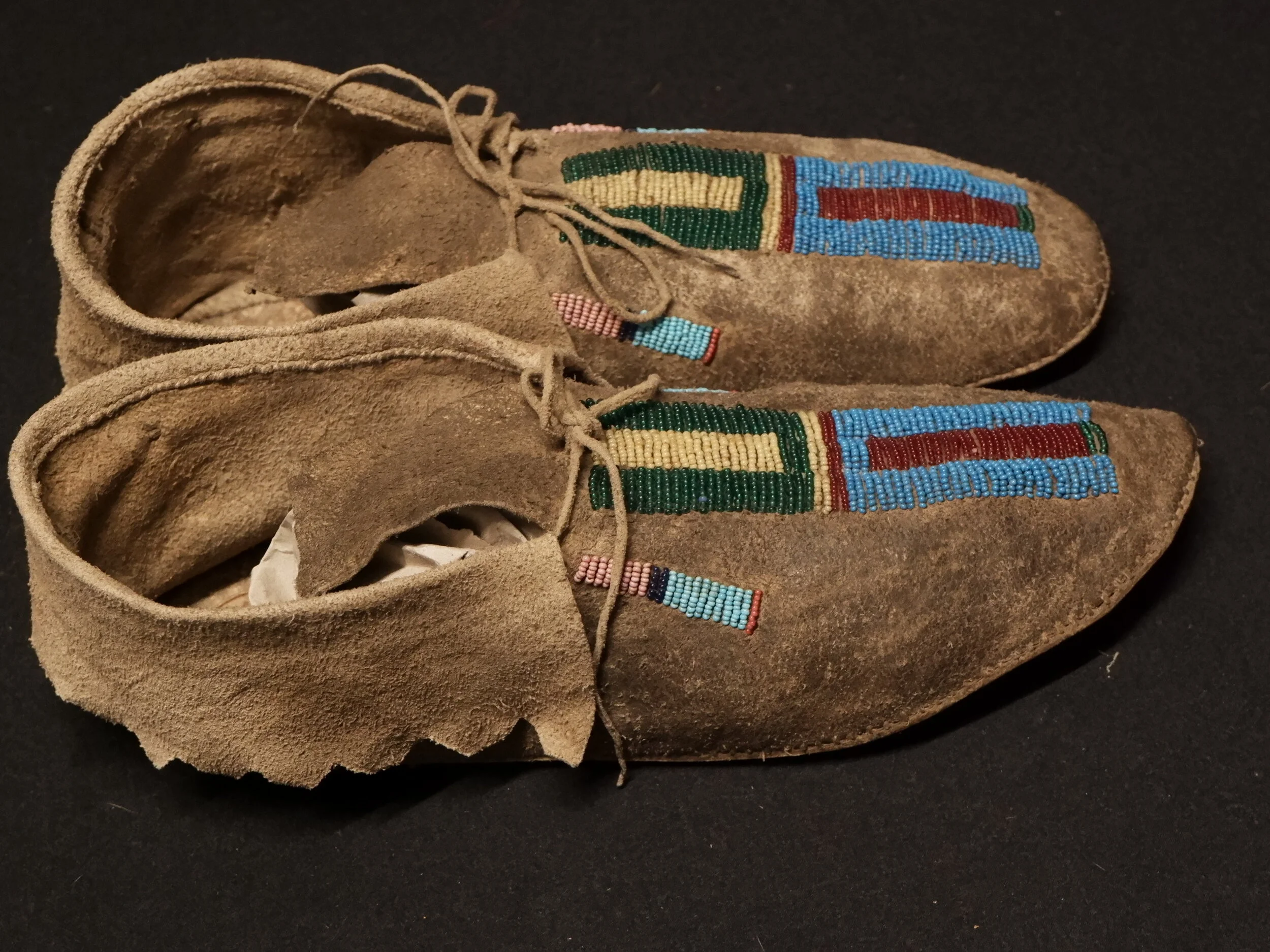 Antique brain tannd hide mocassins