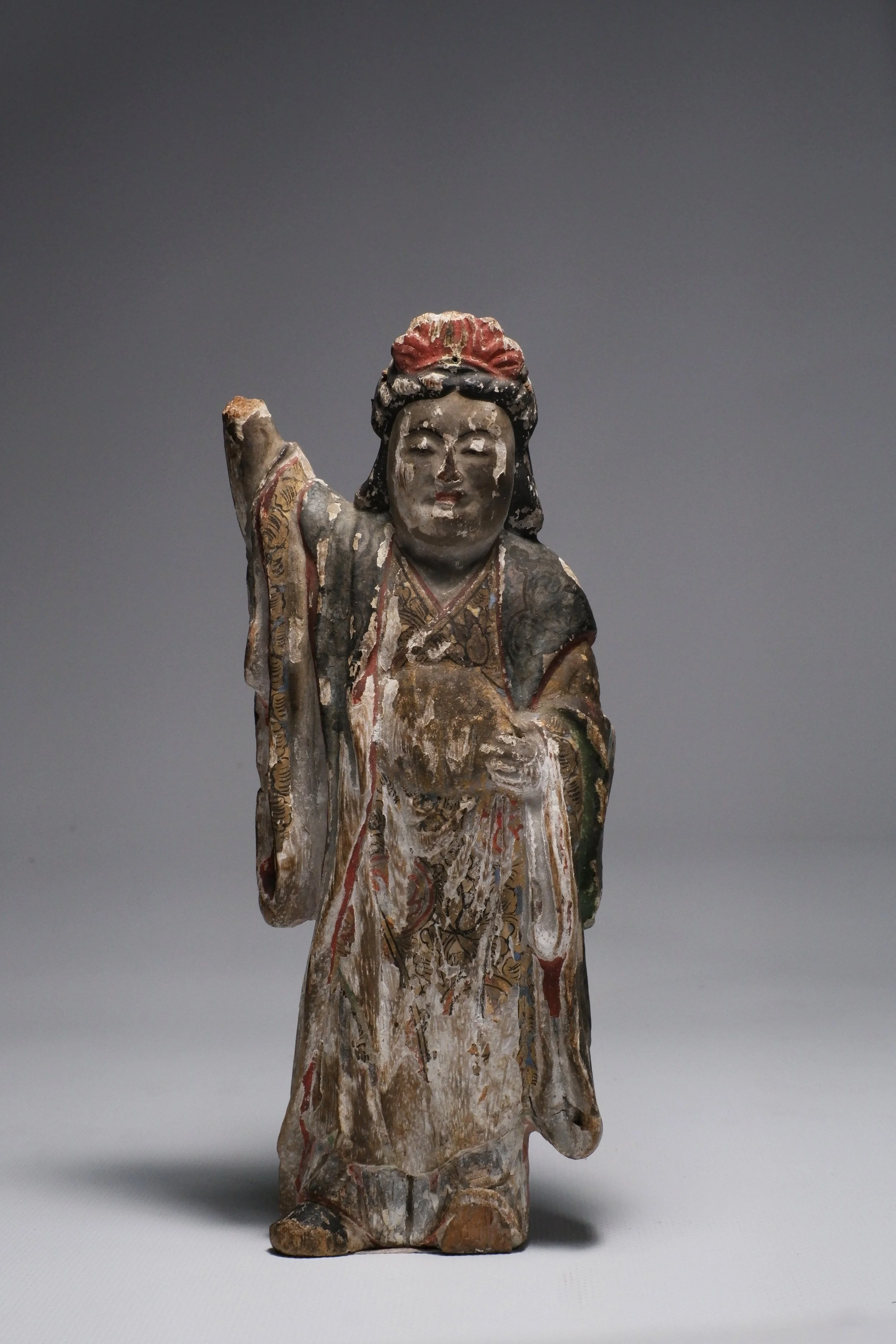 Antique Chinese polichrome statue 17th century