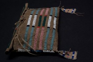 Antique Native American Crow tipi hide beaded possible bag 