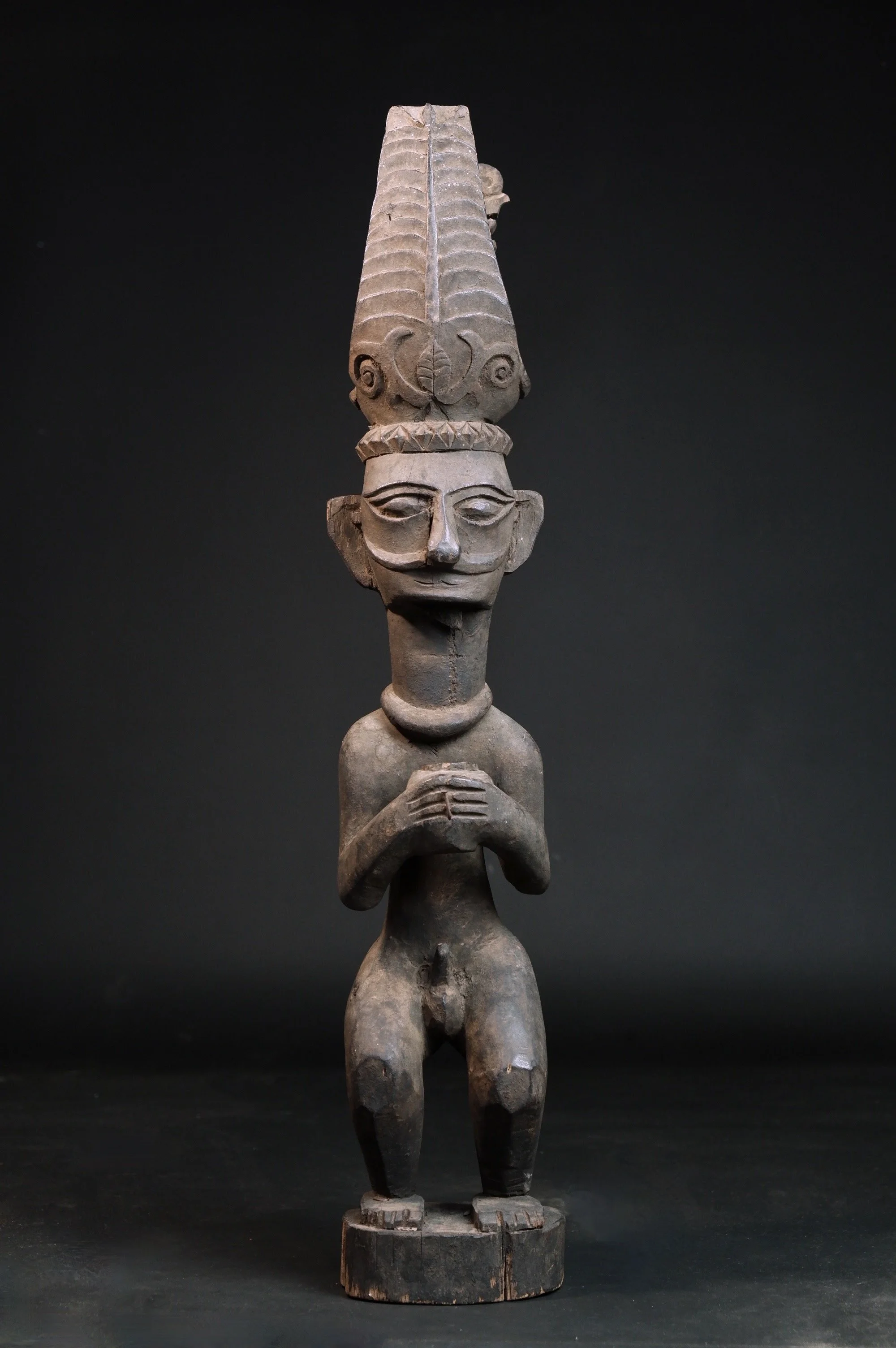 ANTIQUE NIAS ANCESTOR STATUE NIAS WOODEN FIGURE  Sihara Salawa Adu Zatua Adu Oro Indonesia tribal