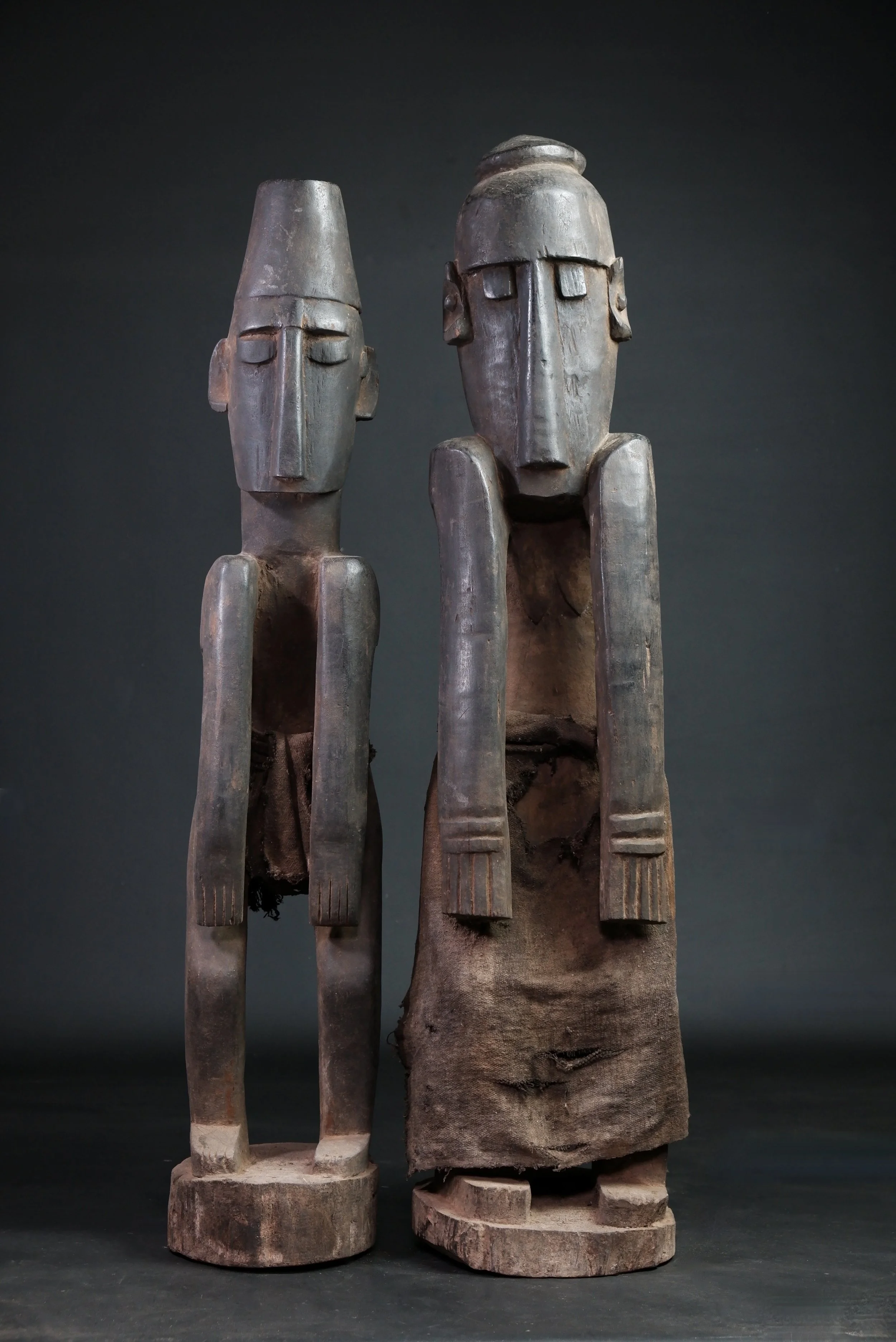 antique atauro ancestor figure pair oceanic art timor large statues