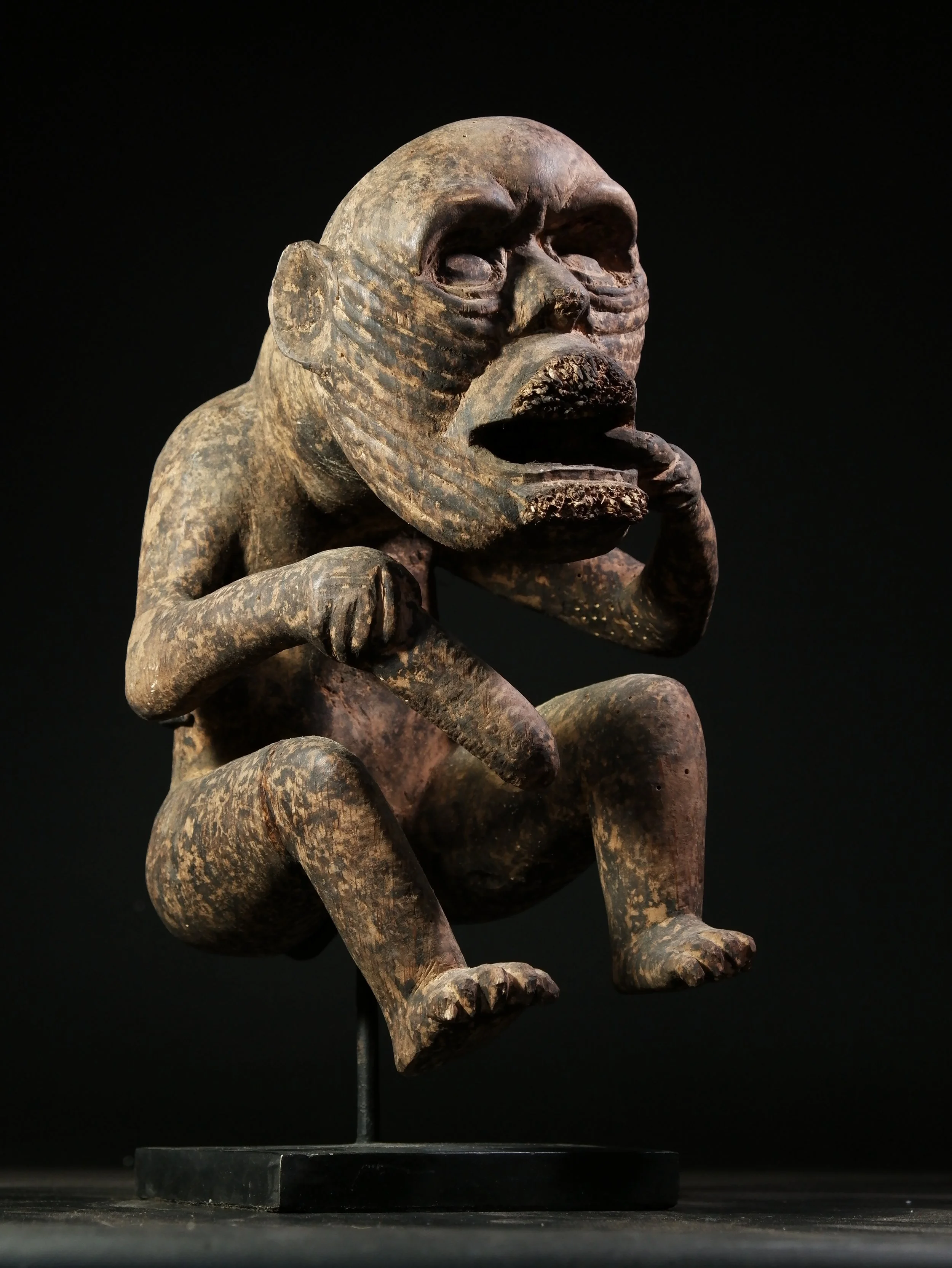 Enggano Statue Figure Ethnographic Nias Sumatra Siberut slave headdress