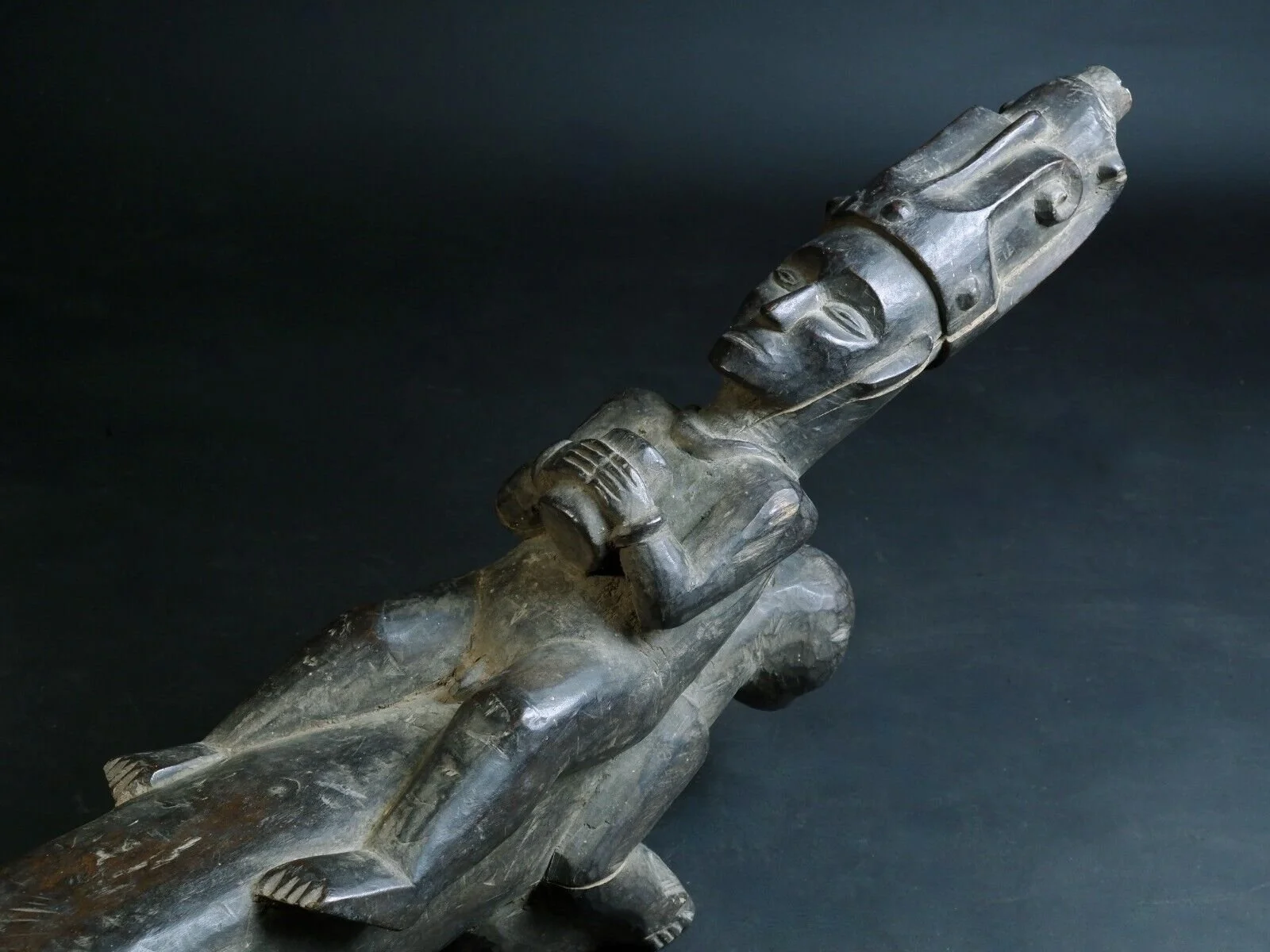 antique coconut scraper grater Nias sculpture figure indonesia wooden