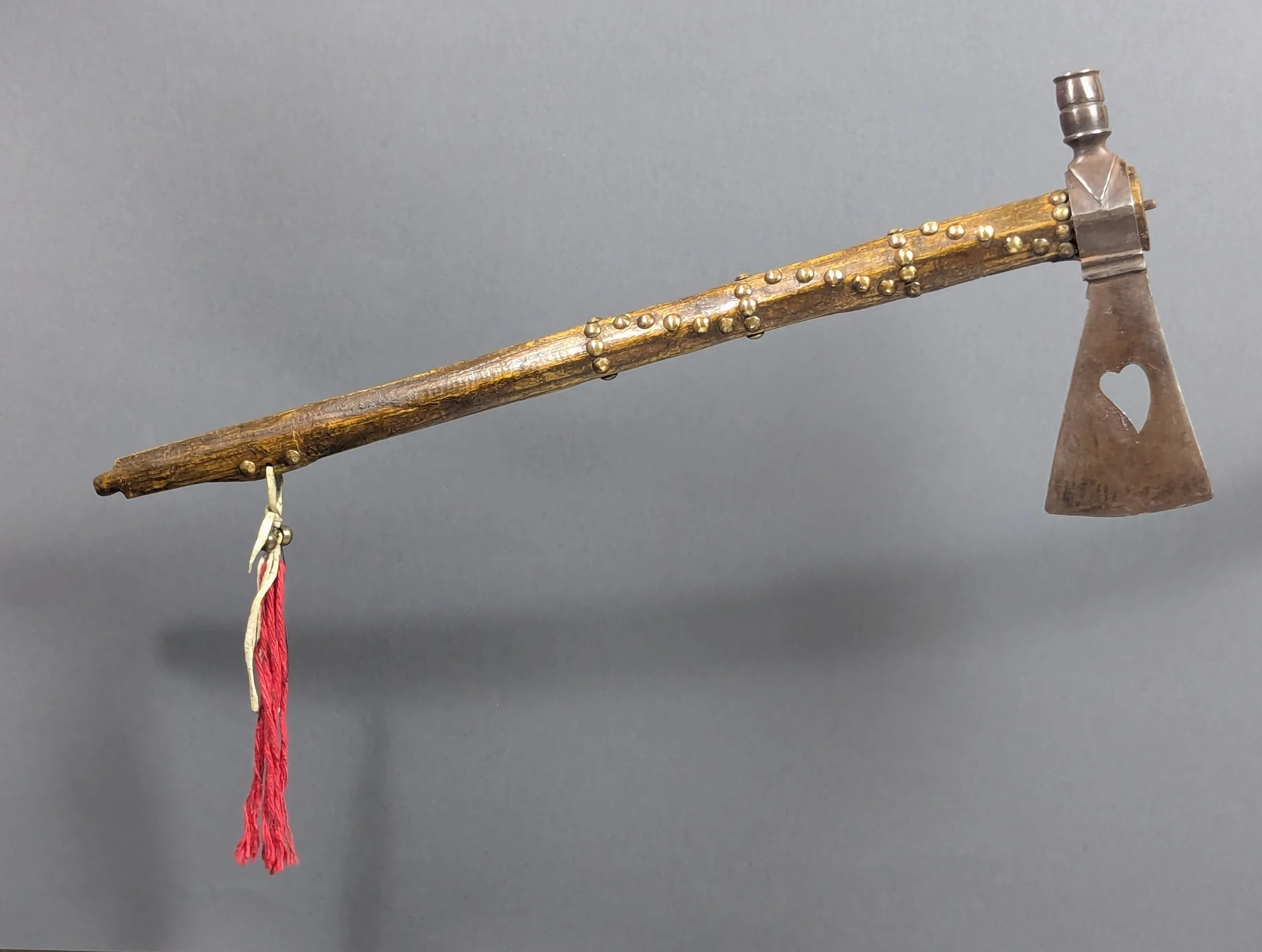 antique native american plains indian tomahawk with pendant heart shaped hole