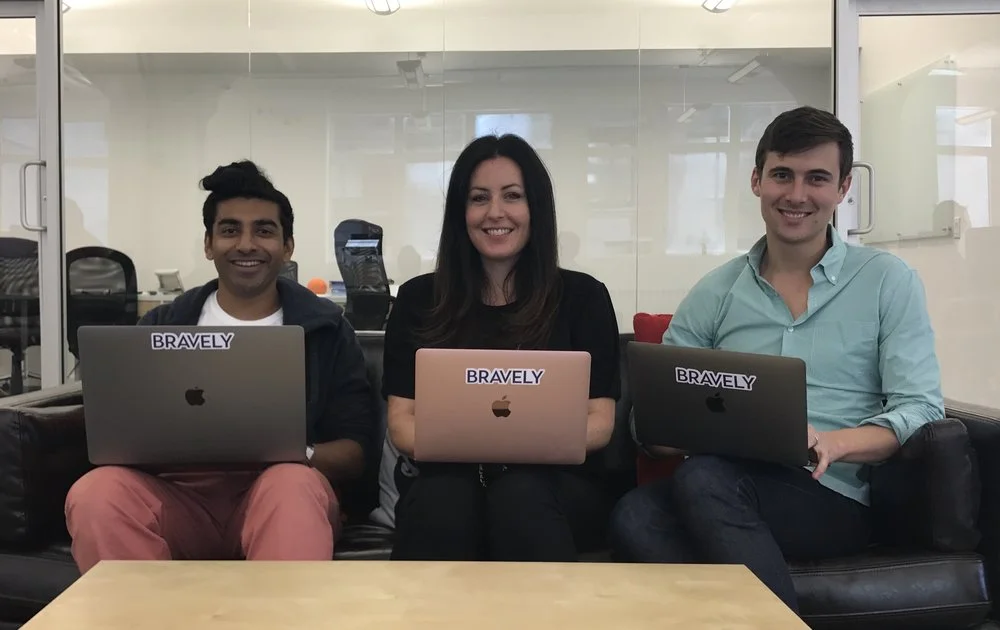 Bravely's Founders (from left) Rasesh Patel, Sarah Sheehan, and Toby Hervey