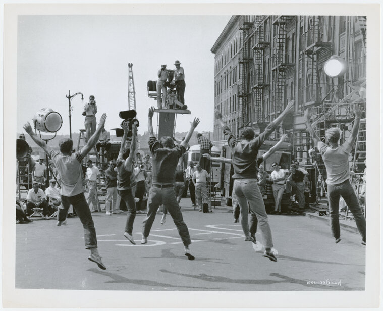  Jerome Robbins directing scene for the motion picture West Side Story, 1961. Billy Rose Theatre Division, The New York Public Library Digital Collections. 