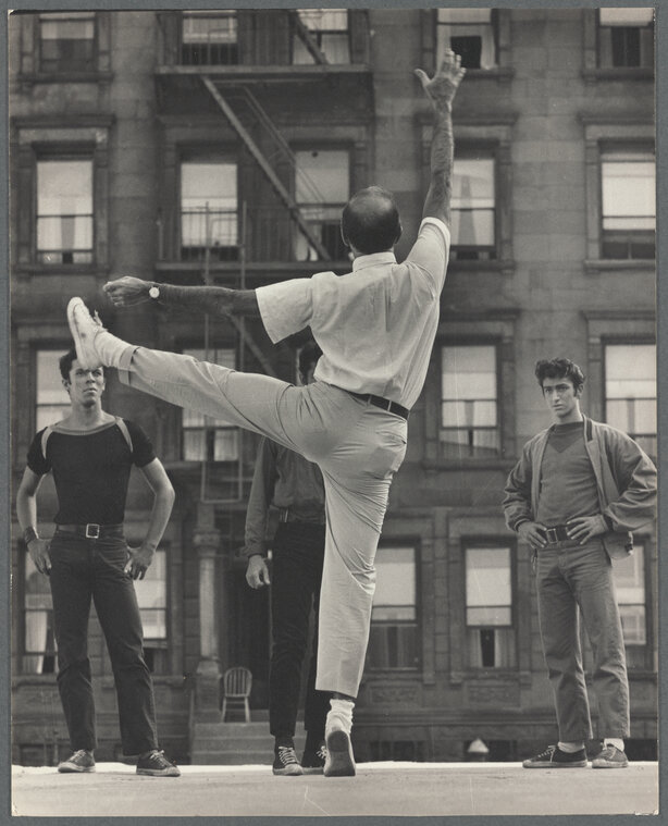  Jerome Robbins directing George Chakiris and other actors during the filming of West Side Story, Jerome Robbins Dance Division, The New York Public Library Digital Collections. 