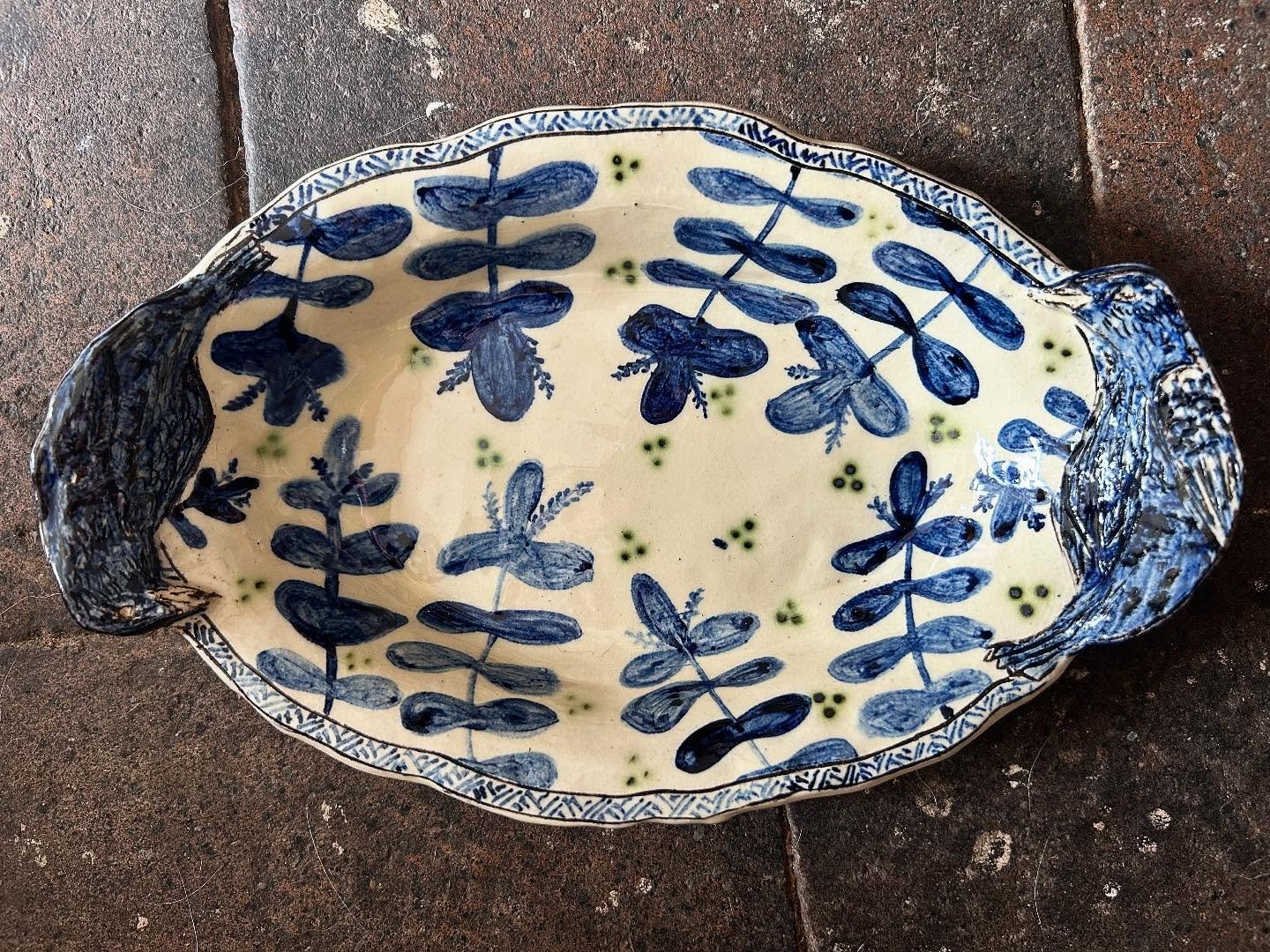 The blues… #slipware #dish #handmade #inspiredbynature #handpainted #illustratedceramics #madeinpembrokeshire #madeinwales #adriftpottery