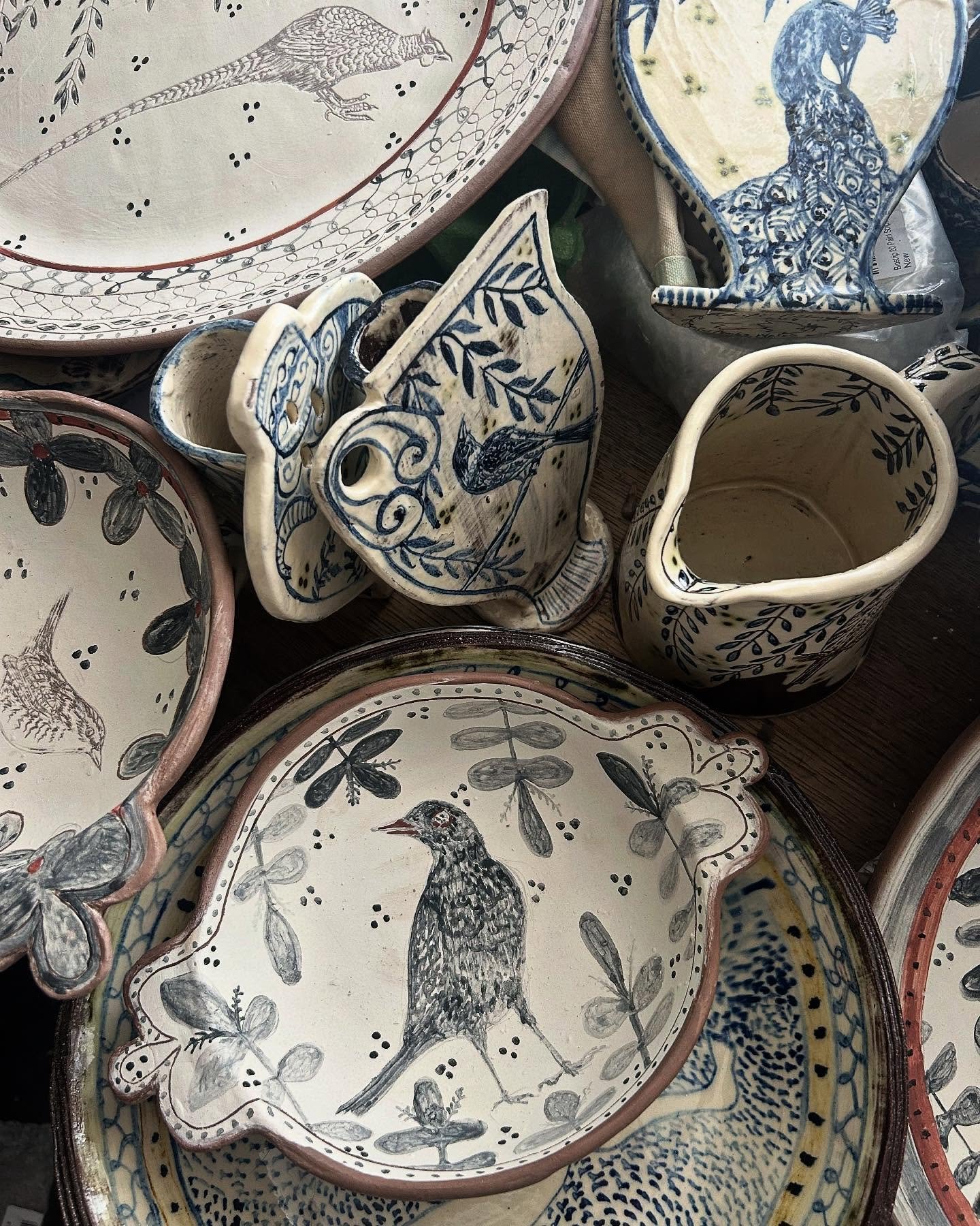 A bit of a pile up on this Monday morning… #slipwarepottery #slipware #handmade #madeinpembrokeshire #madeinwales #adriftpottery #inspiredbynature
