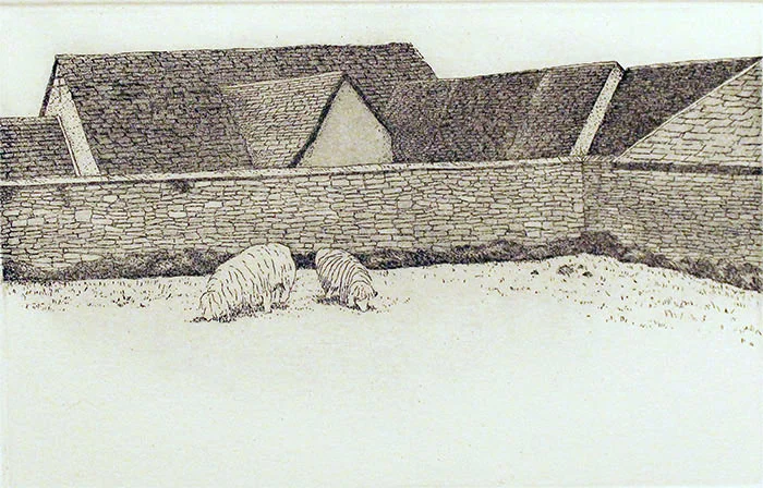 Cogges Hill Farm, Oxfordshire (intaglio, 4x6)