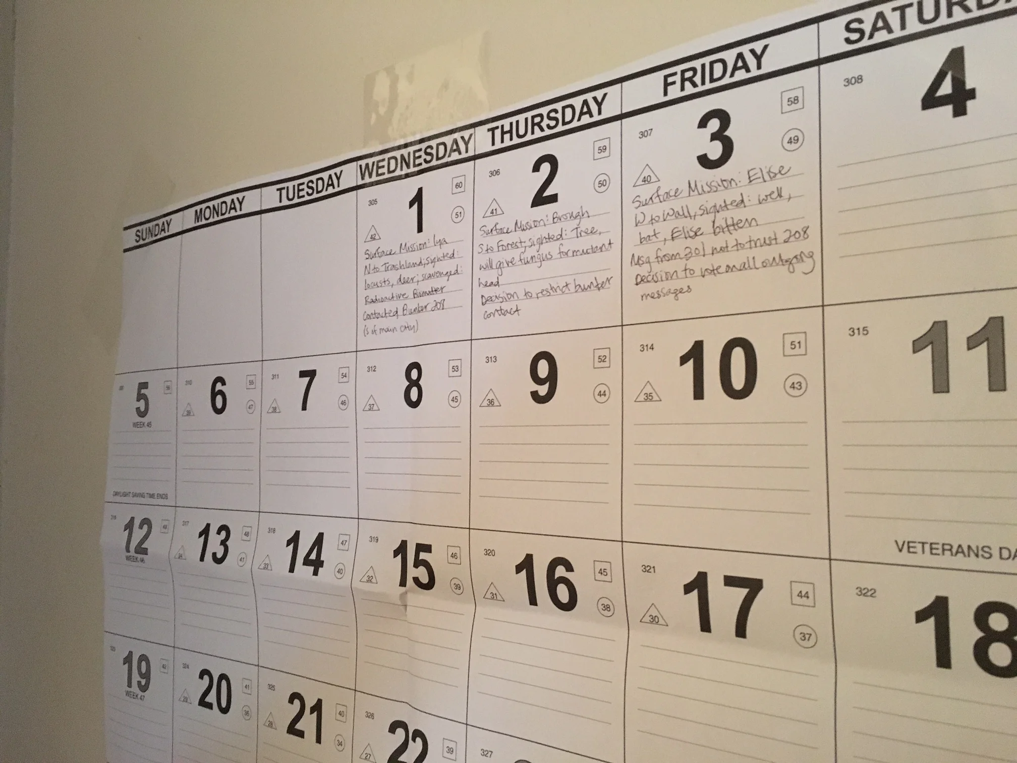 Log of the first three days of the Bunker's procedurally generated story. Magic and mystery were part of their history. The last surviving participants made it to day 10. 