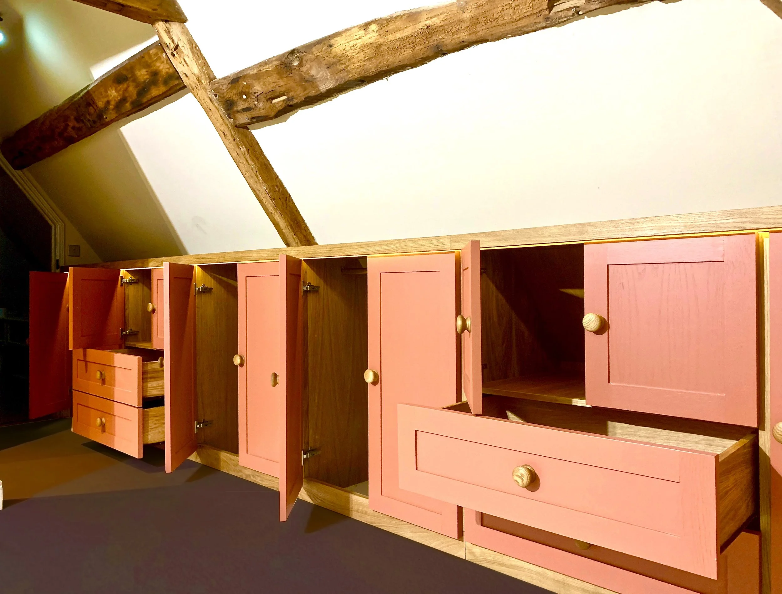 Hand Painted, Low Level Wardrobe and Drawer Chests For Ancient House