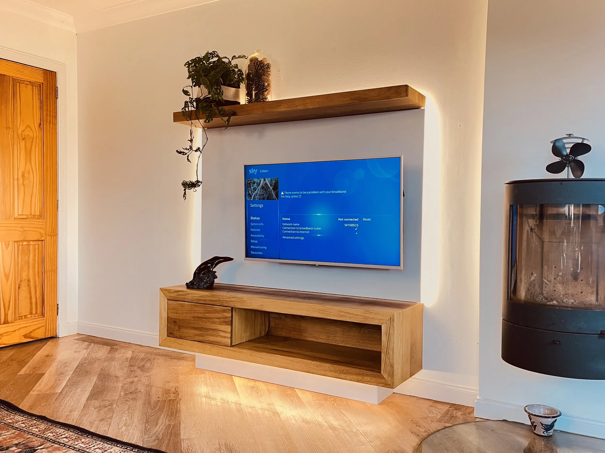 Floating Media Cabinet in Solid Iroko