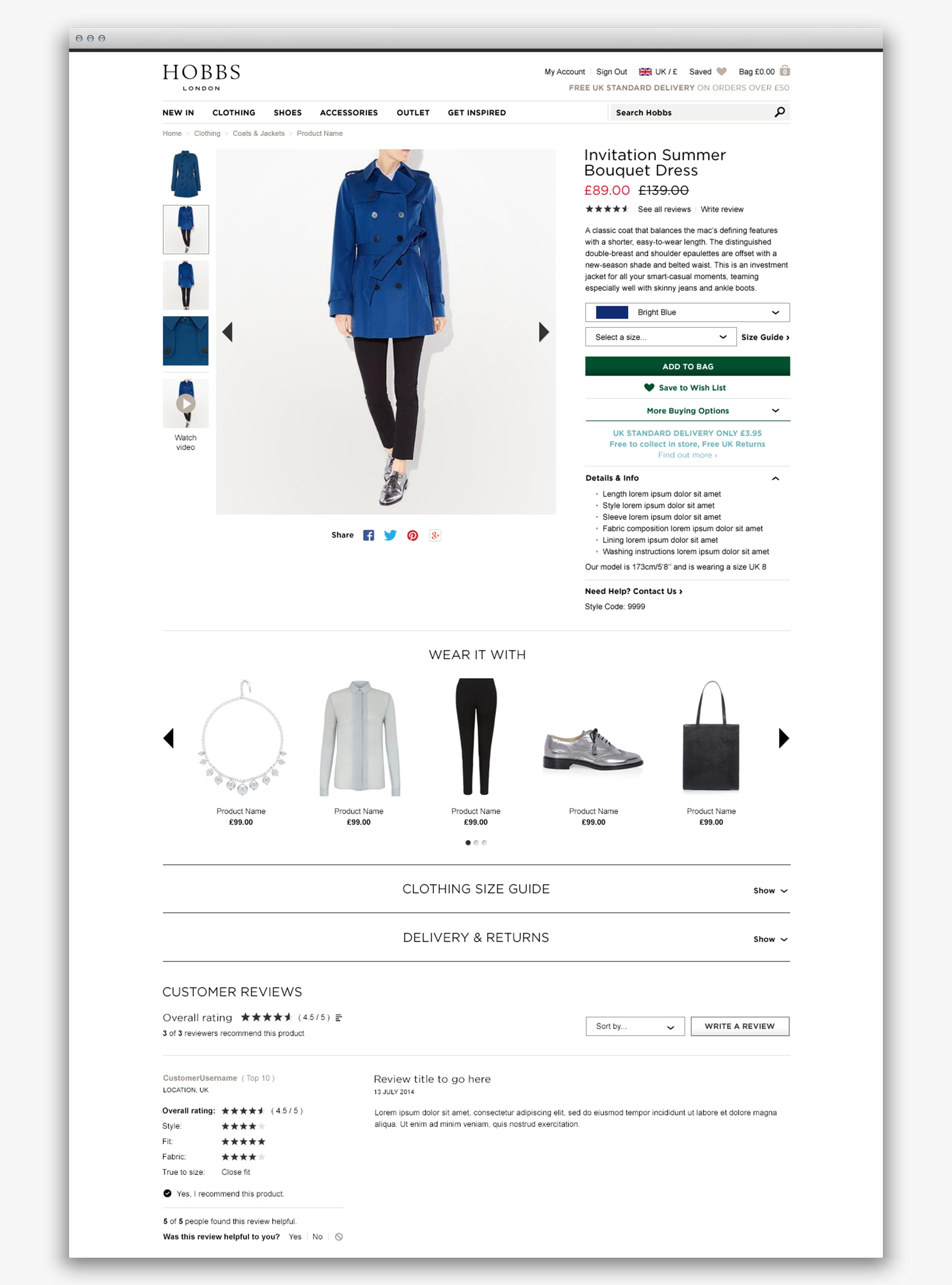 Product detail page (Desktop only)