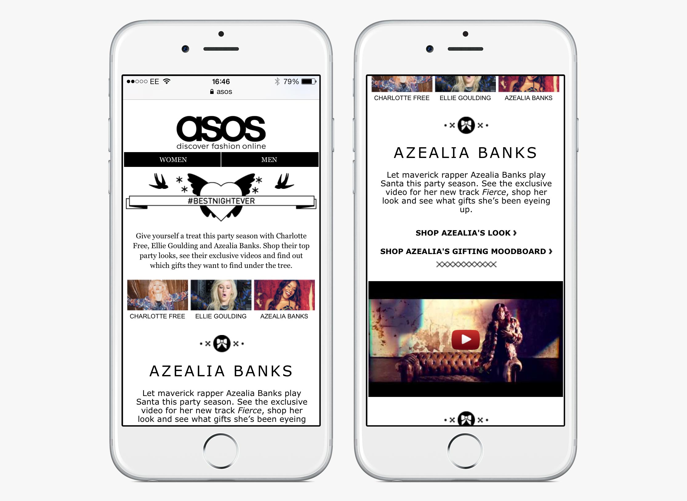 ASOS Womenswear #BestNightEver celebrity content hub