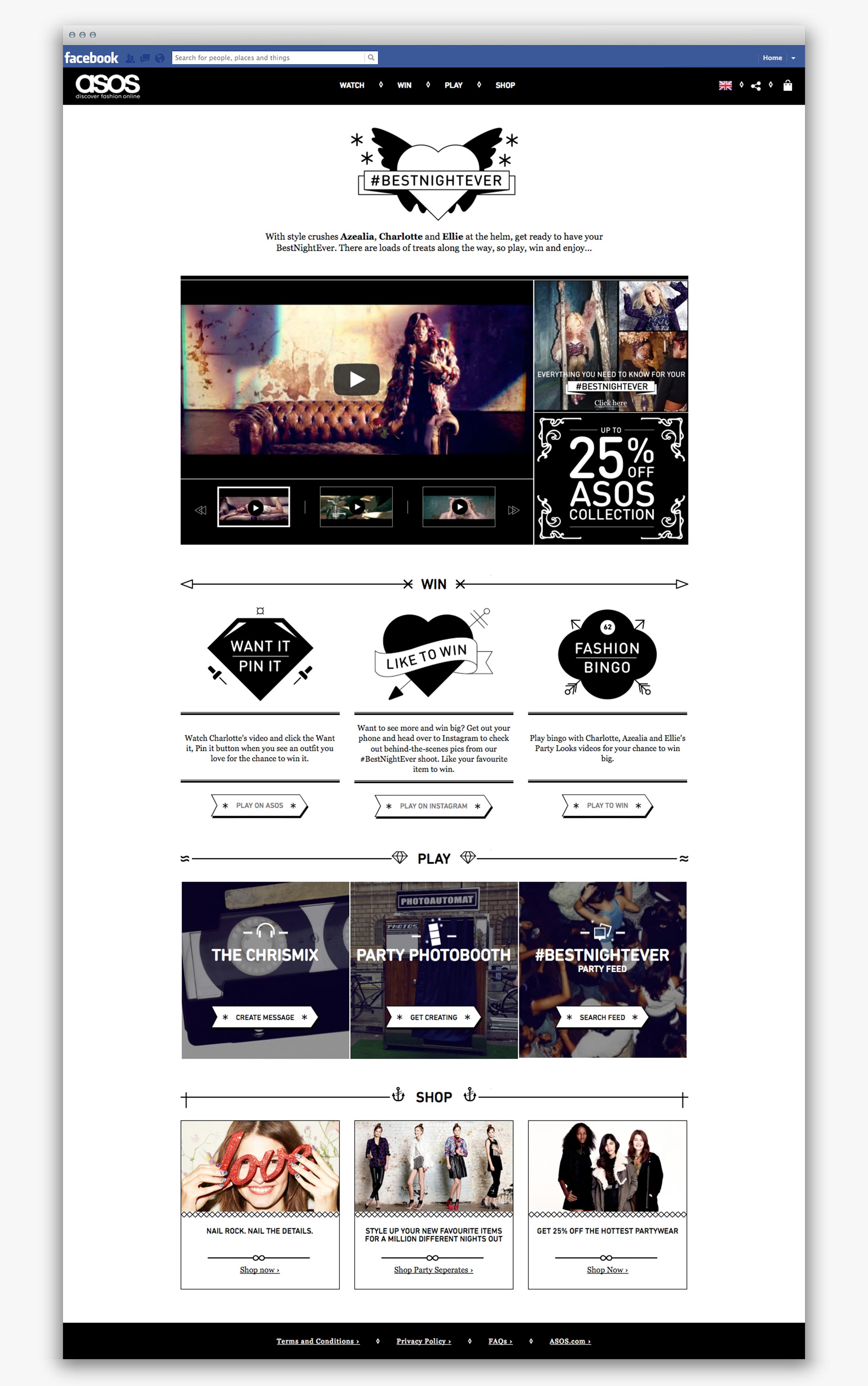 ASOS Womenswear #BestNightEver Facebook hub