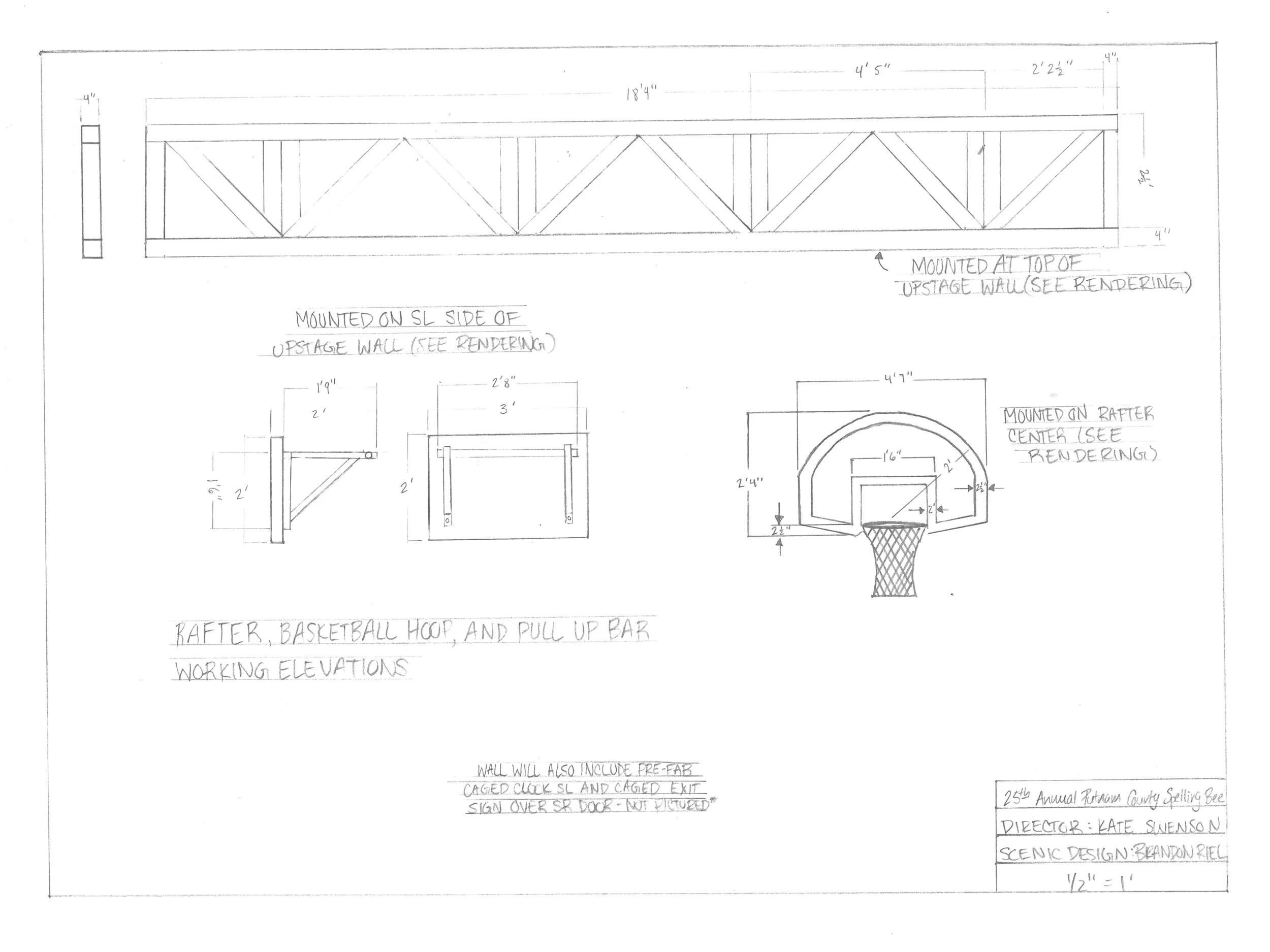 Working Drawings for Set Dress Builds for The 25th Annual Putnam County Spelling Bee at Youth Theatre Northwest