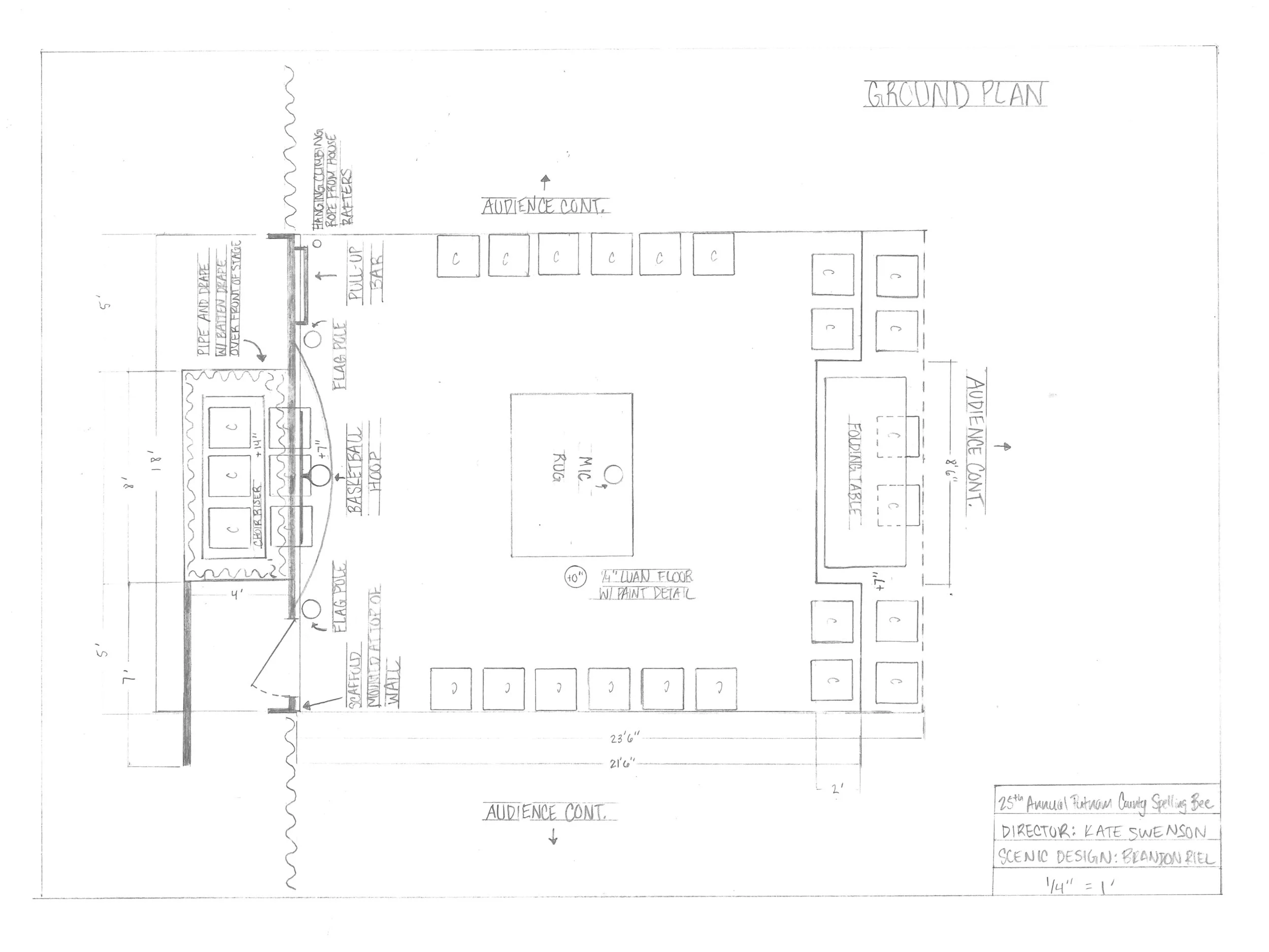 Initial Ground Plan for The 25th Annual Putnam County Spelling Bee at Youth Theatre Northwest