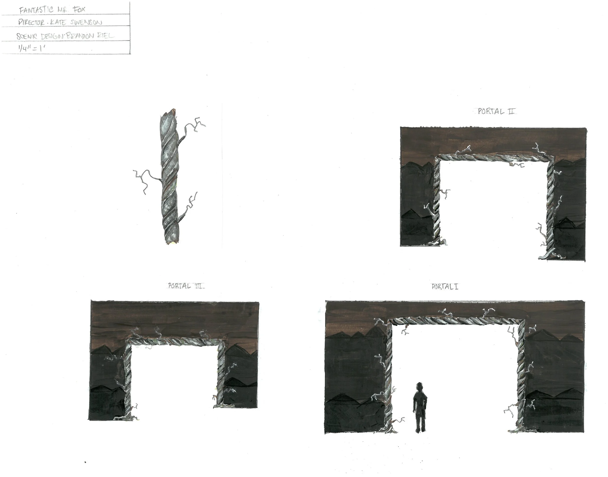Portal and Root Paint Elevations for Fantastic Mr. Fox at Youth Theatre Northwest