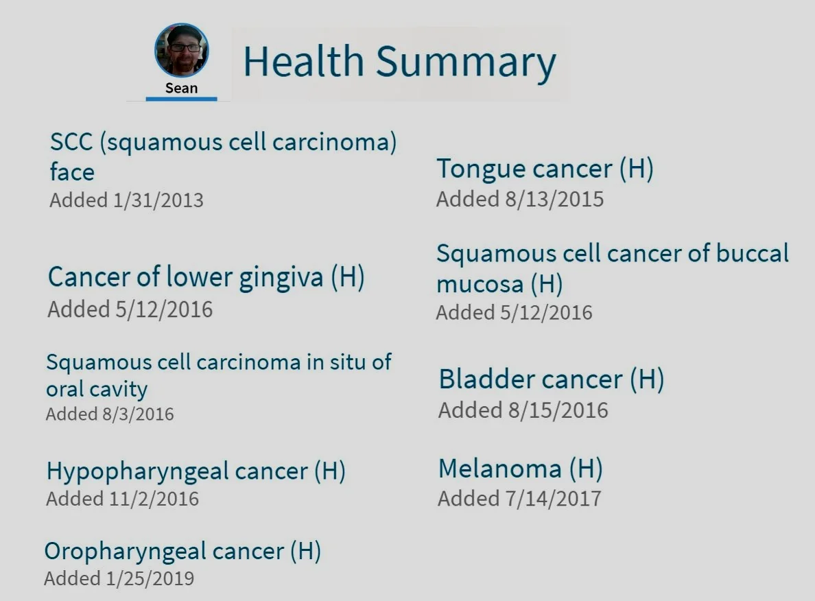 Excerpts from Sean’s medical chart