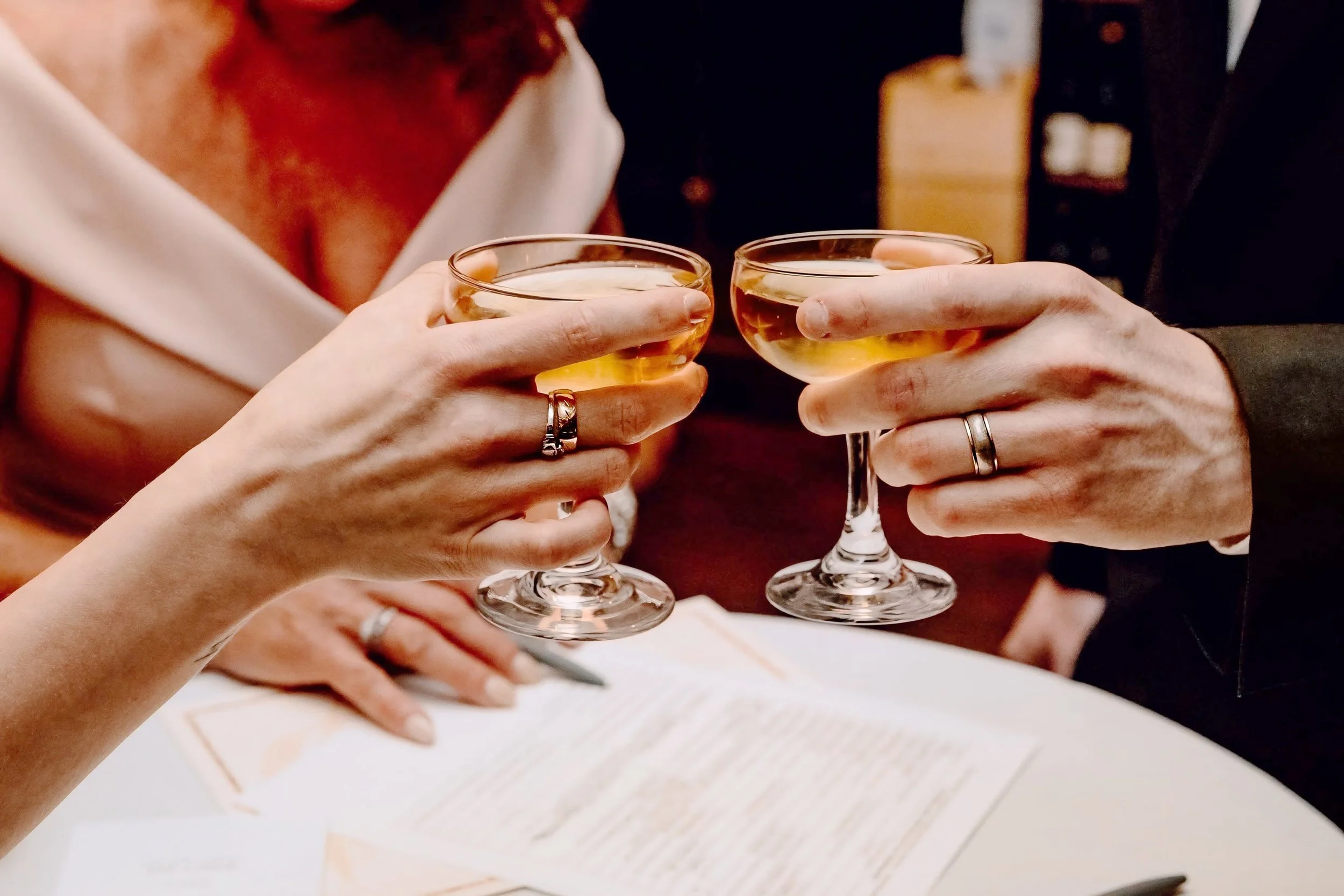 Omaha Wedding Photographer | First Champagne Toast | Cheers 