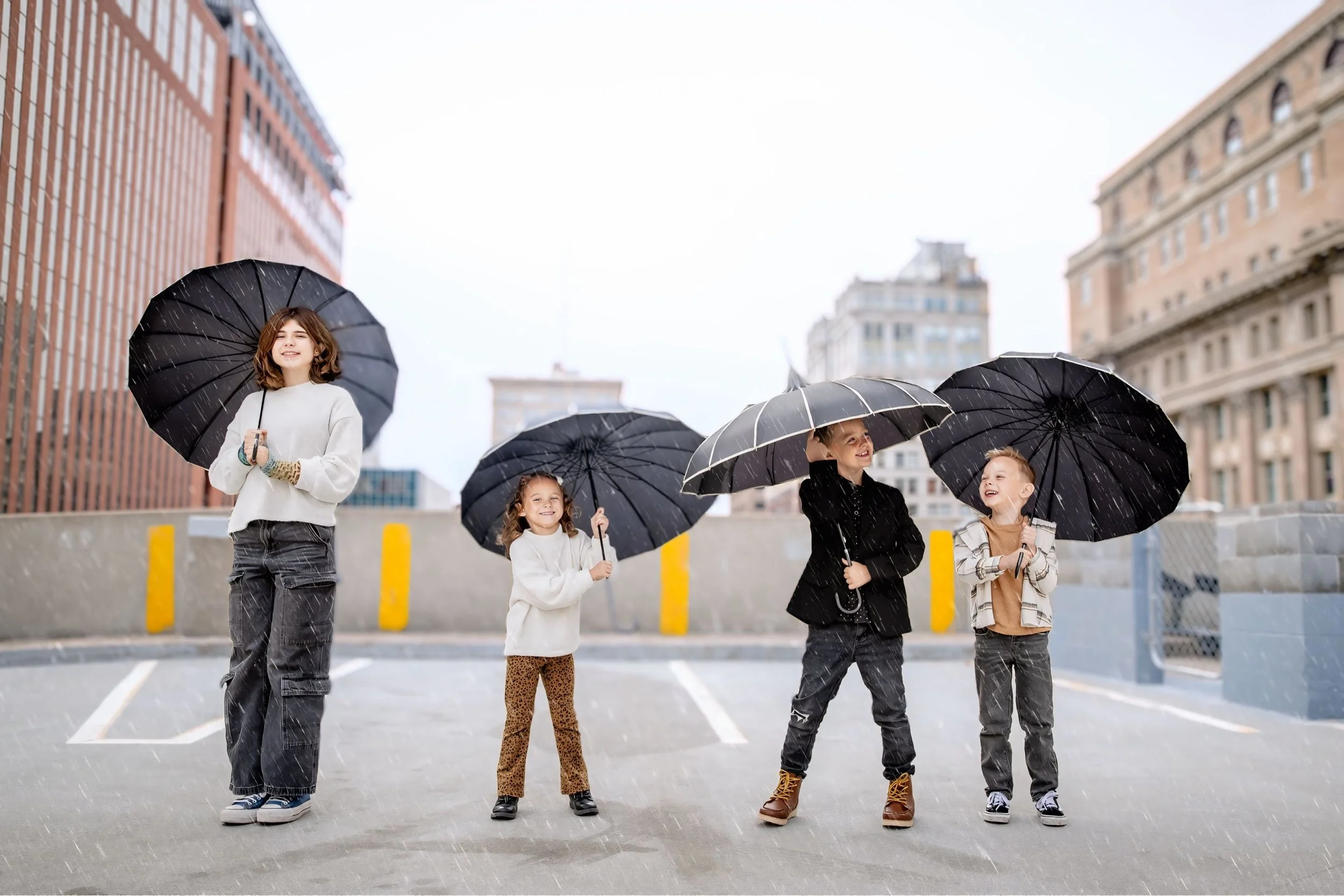 Omaha Family Photographer – Creative Family Portrait Session on rooftop in Old Market