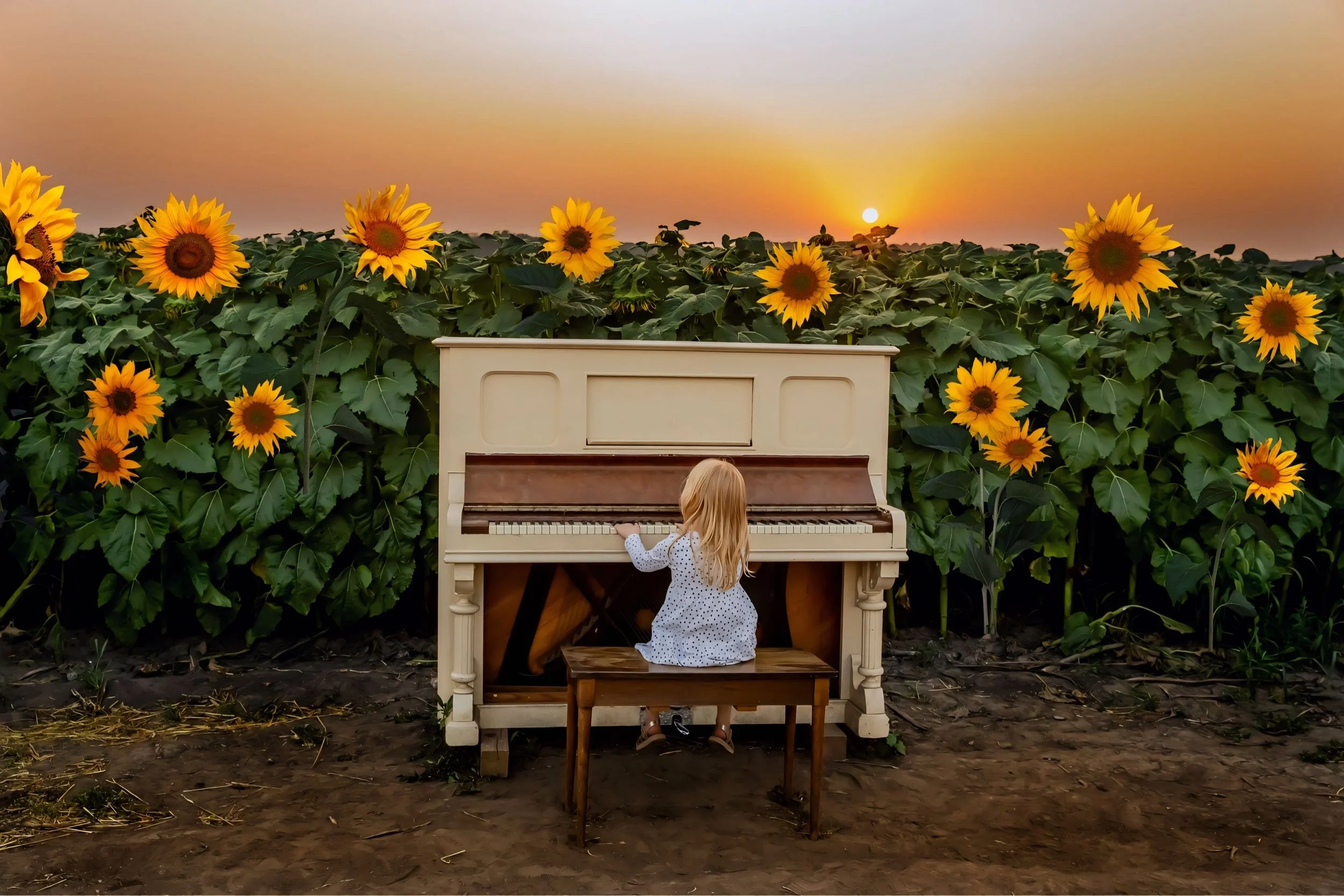 Omaha Family Photographer – Summer  sunflower festival Family Session at Sunset