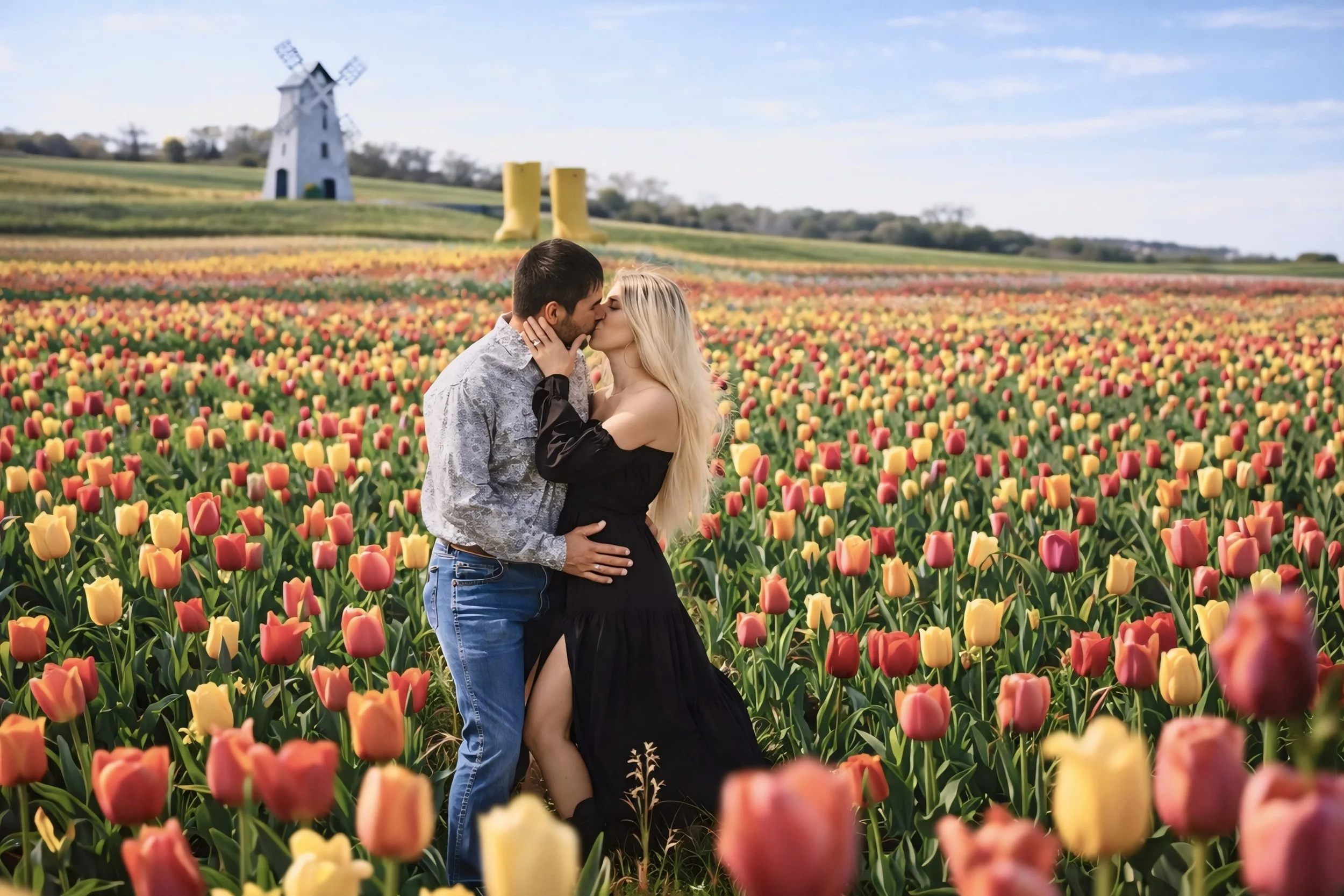 Omaha Engagement Photographer | Tulip Festival | Golden Hour 