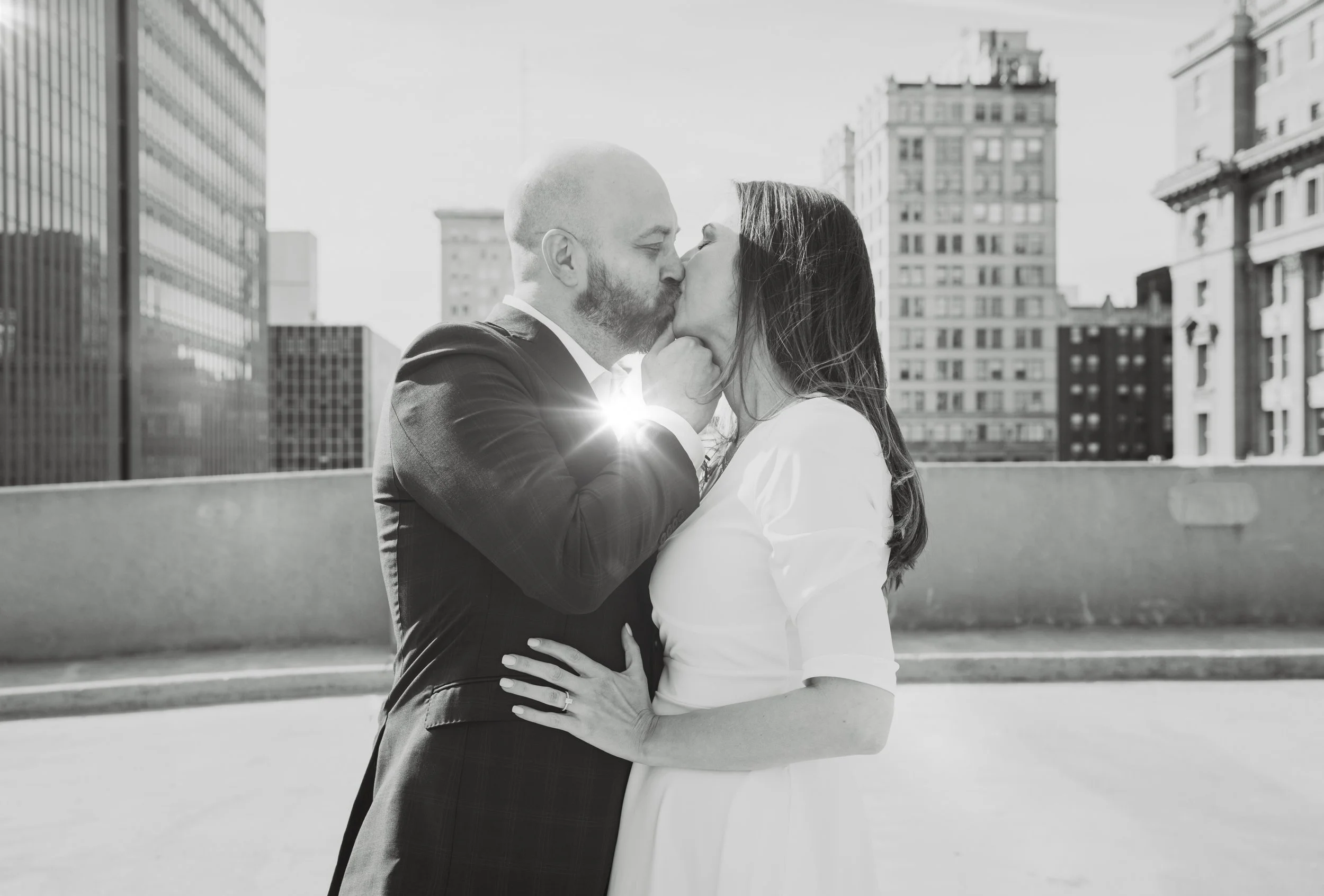 Omaha Engagement Photographer | Old Market Rooftop | Natural Light 