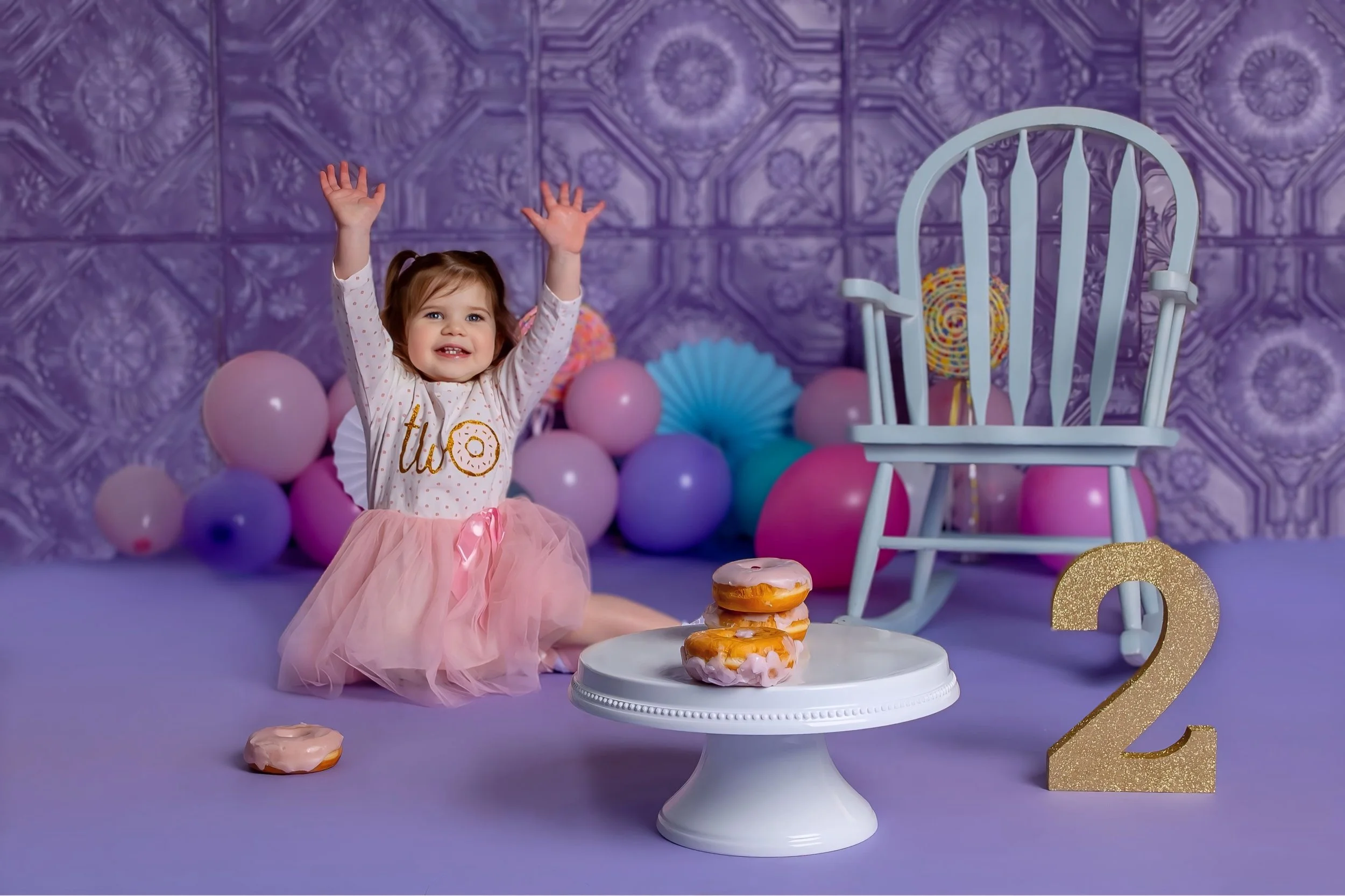 Kids Birthday Photography Omaha donut smash Portraits