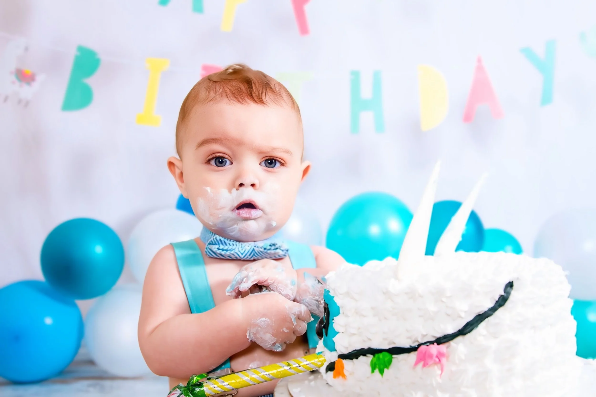 Omaha Birthday Photographer Little Boy Cake Smash Session