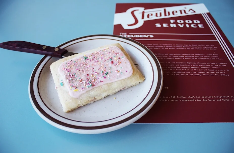 Pop Starts: toaster pastry, strawberry filling, sprinkle icing