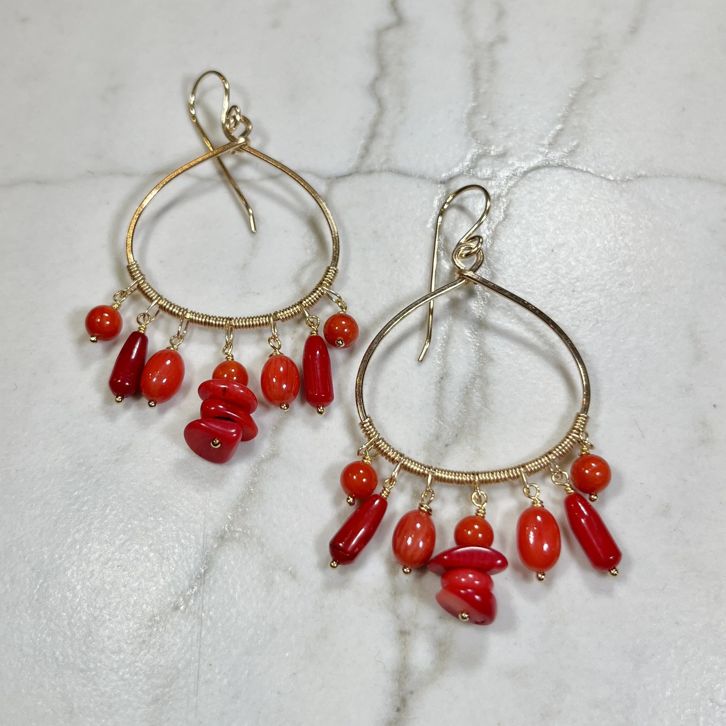 James and Jezebelle Coral Hoop Earrings