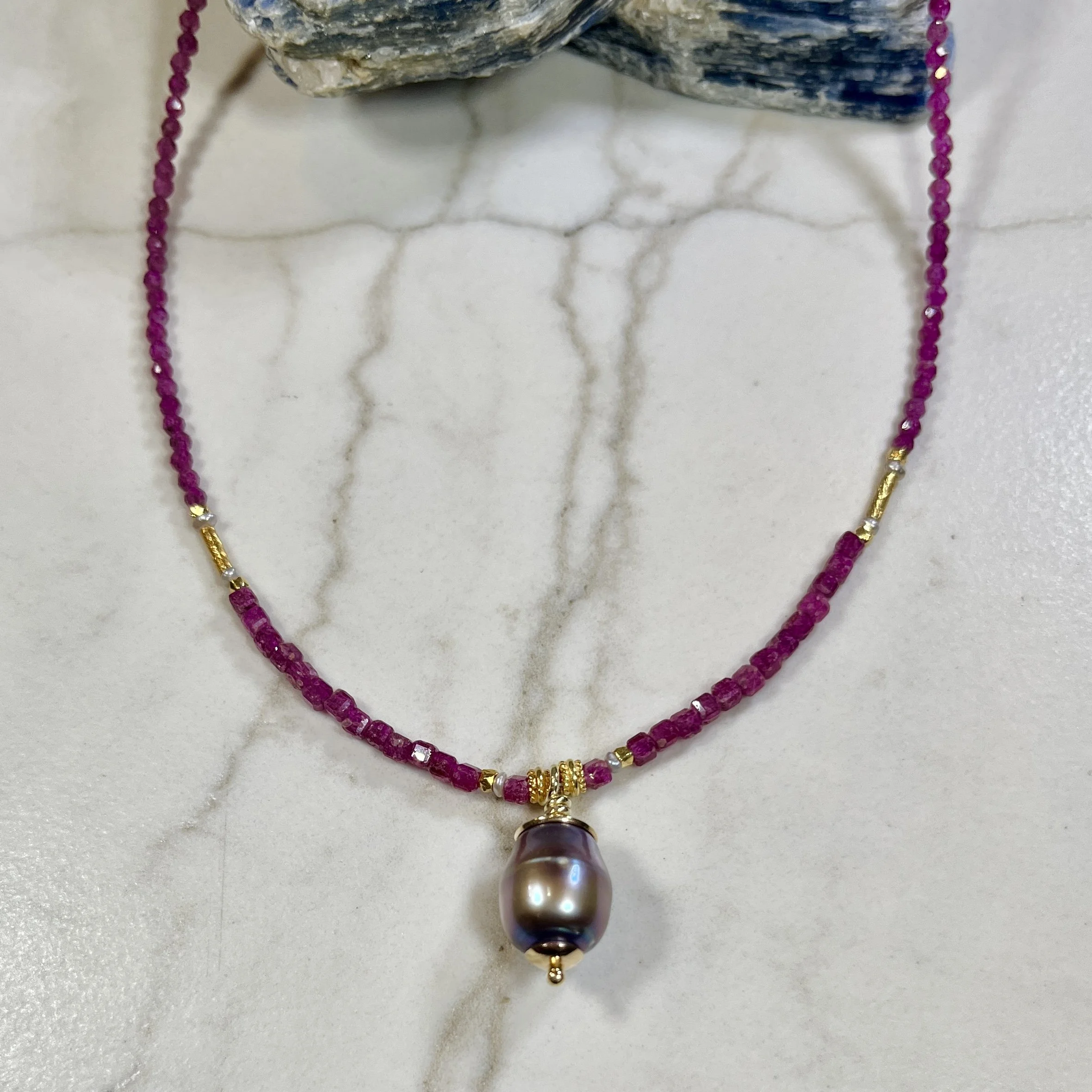 Lulu Designs Ruby & Pearl Necklace