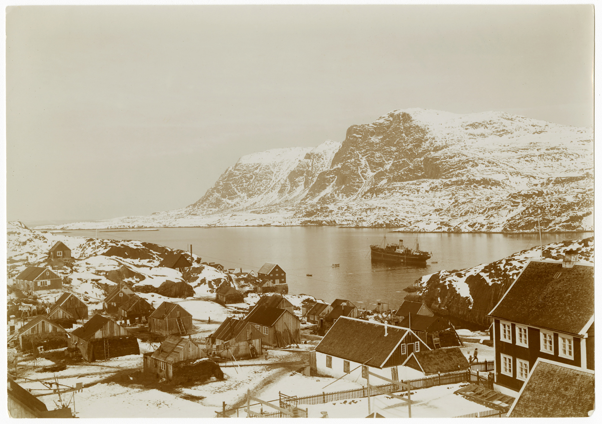  Sisimiut Harbor with the  Disco  ship 