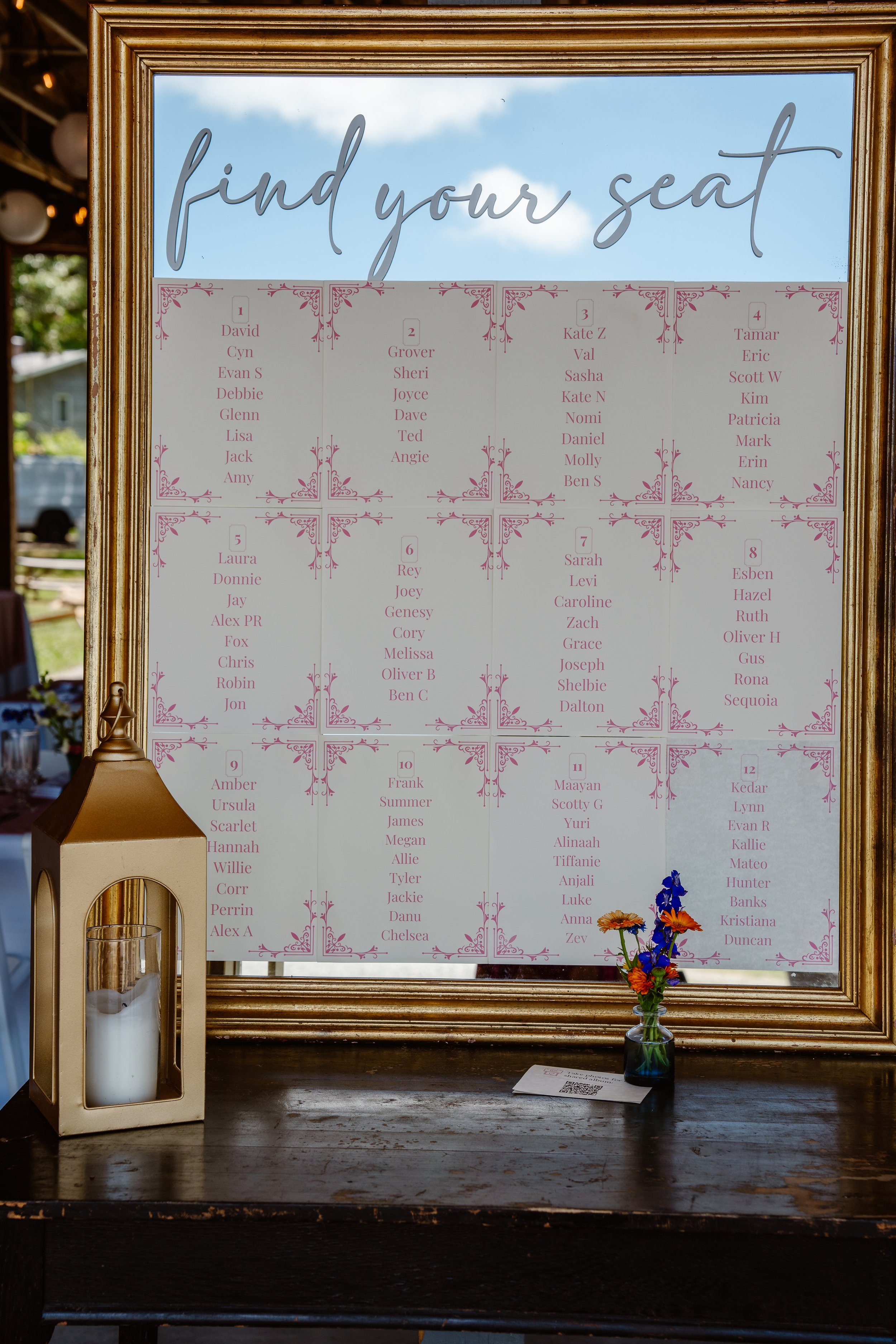 A wedding seating chart.