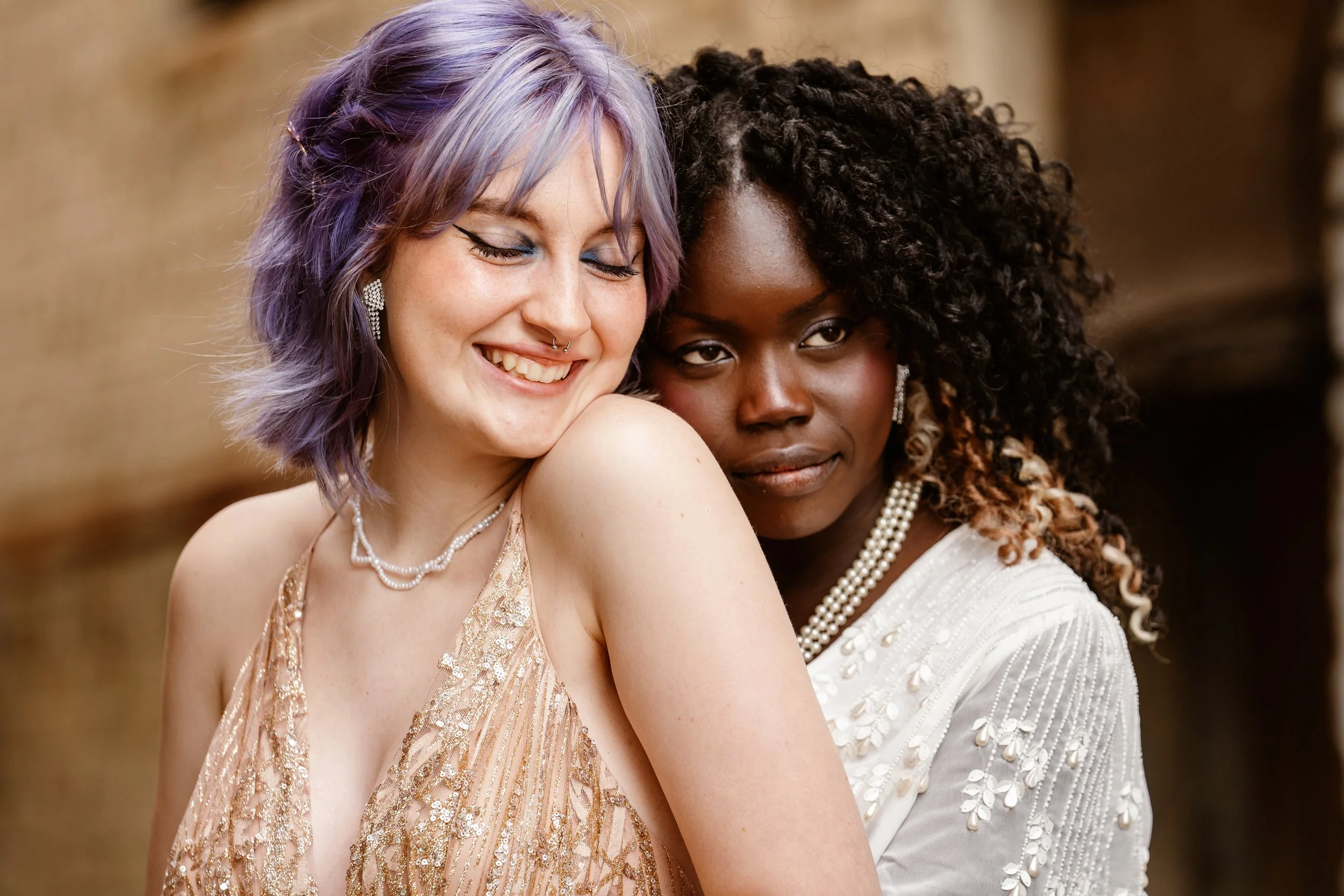 Gorgeous lesbian couple elopes.