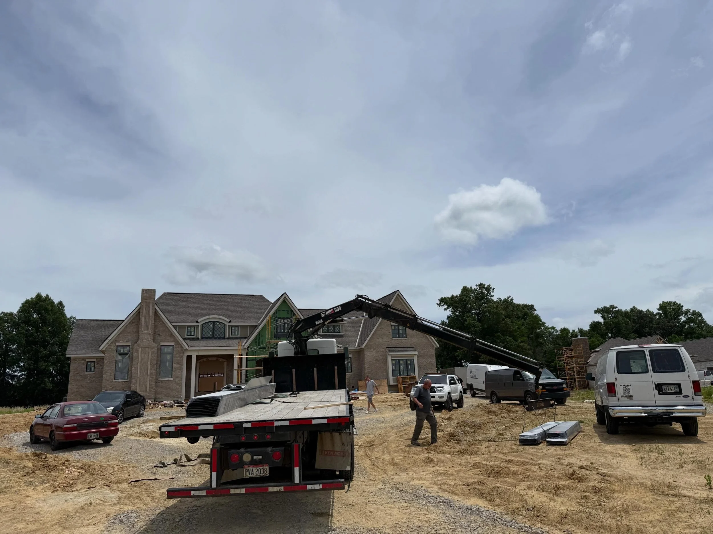 Busy day at our Homearama house today. Everyone has been working so hard. Paint, hardwood, LVT, cabinets, tile, trim carpenters, bricklayers and metal roofers. Very thankful for everyone&rsquo;s dedication!