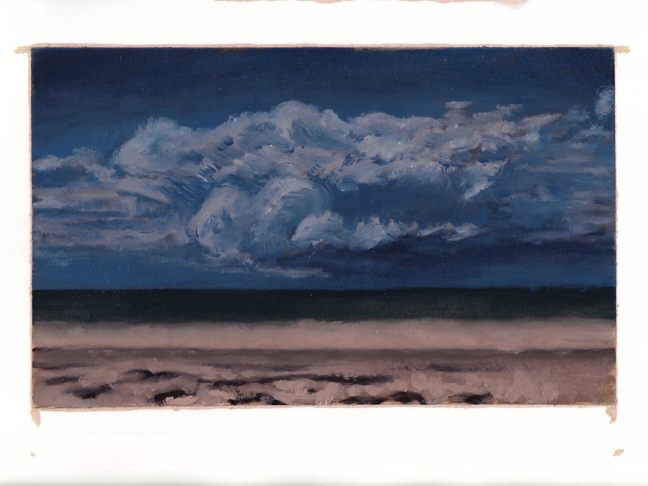  storms over wellfleet - 9” x 12” - 2021 - charcoal, amber shellac, and oil paint on paper 