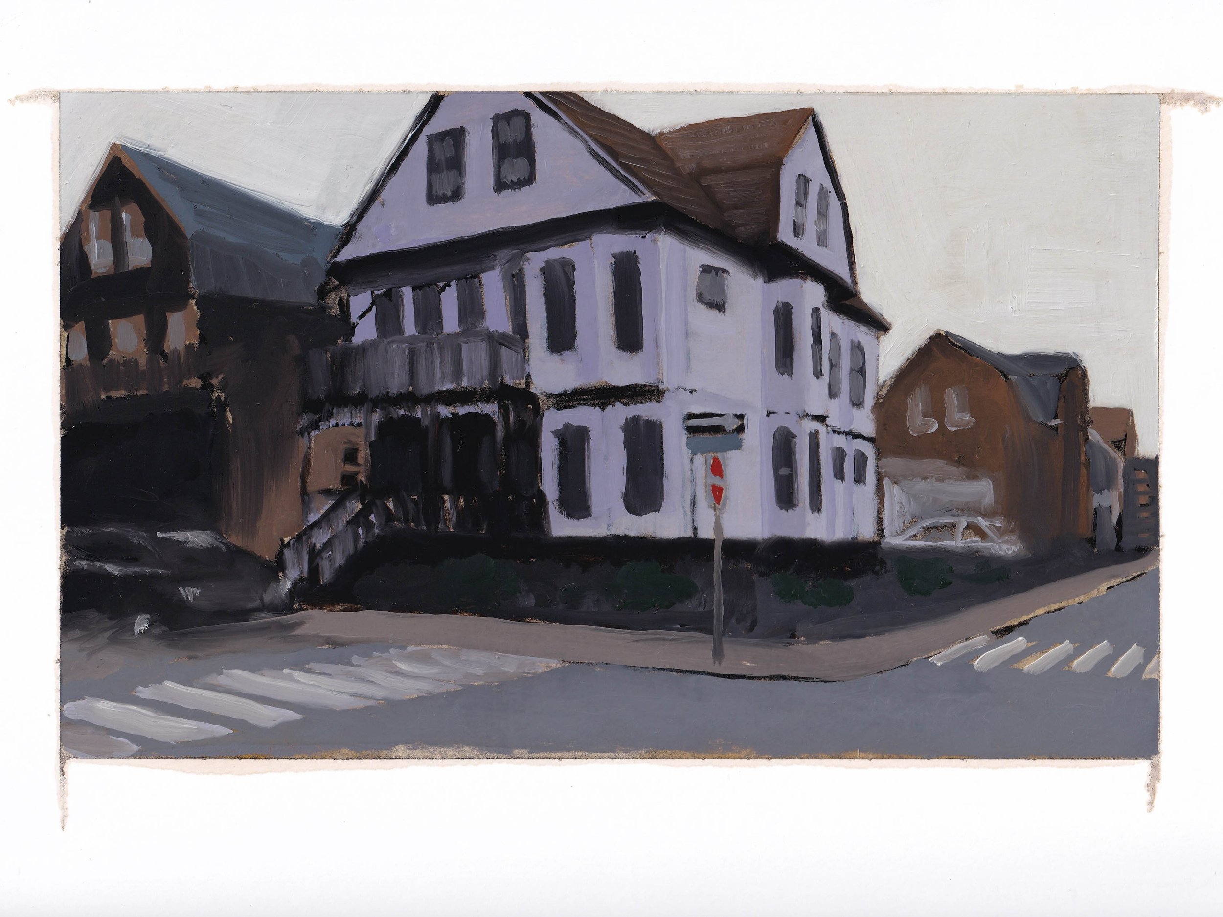  nilbog ave - 9” x 12” - 2022 - charcoal, amber shellac, and oil paint on paper 
