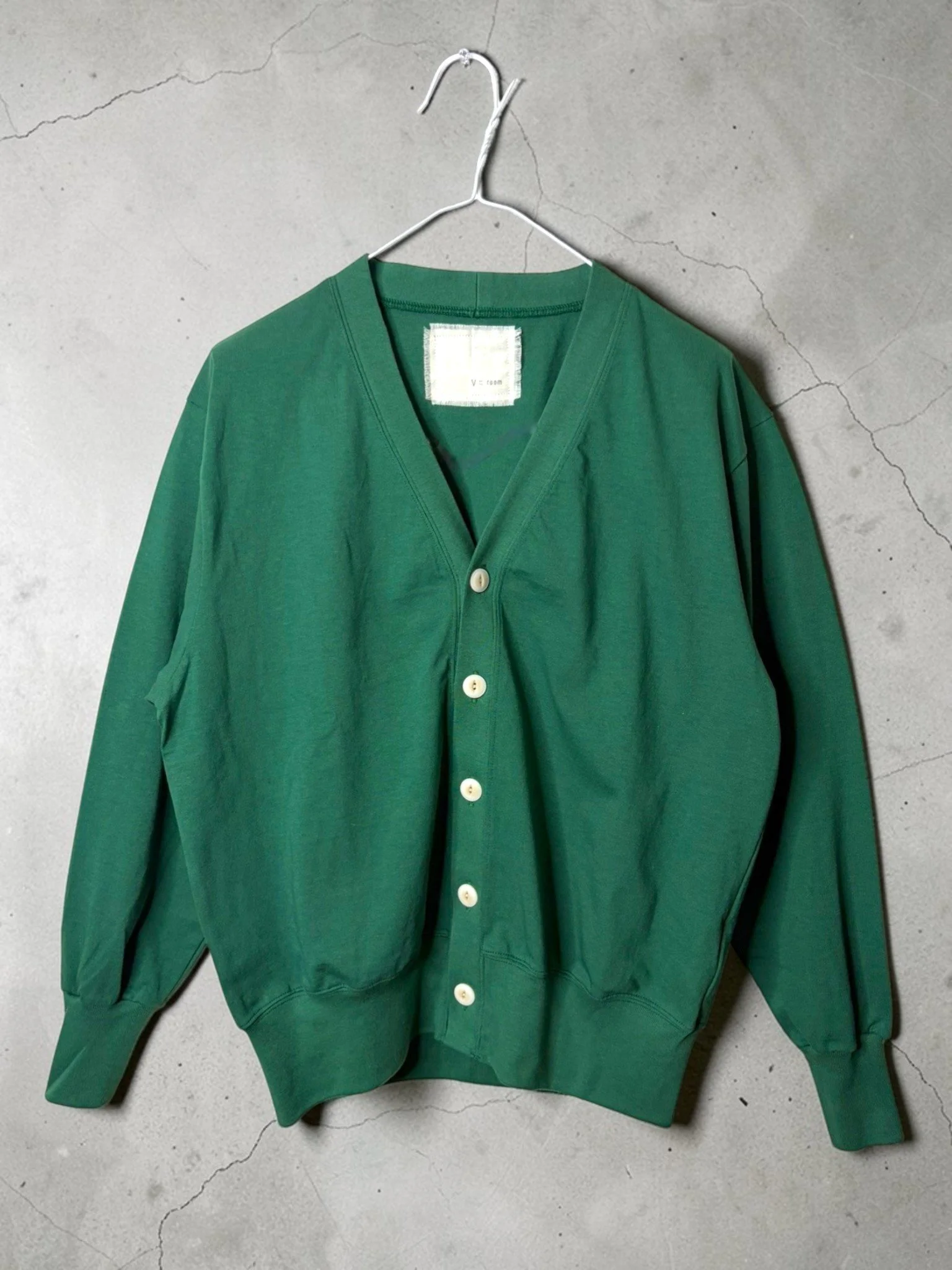 VINTAGE HEAVY JERSEY, LS LOOSE CARDIGAN, 1610113, Cotton 100, GREEN