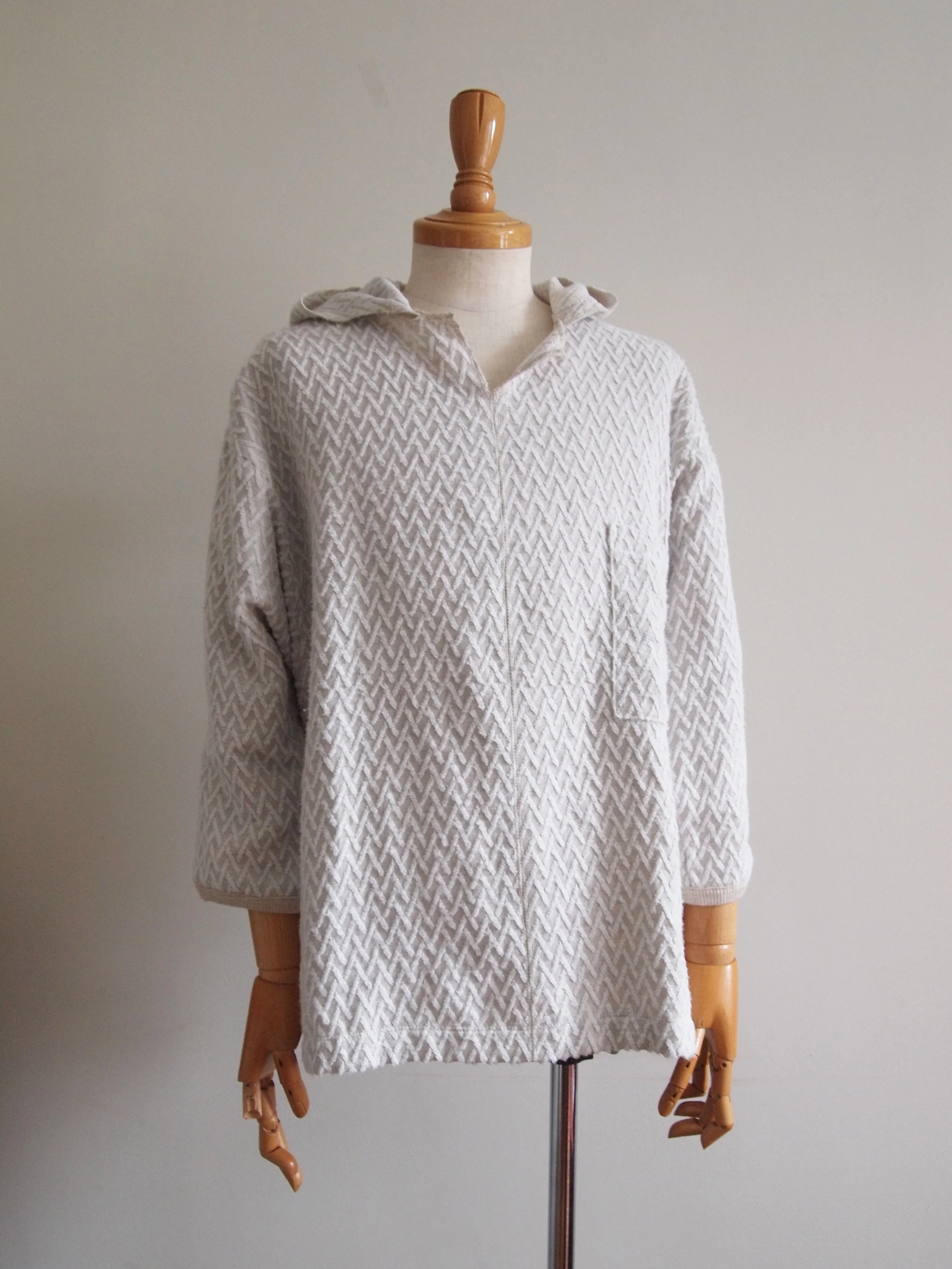  #181767   LINEN MIX PILE&nbsp; &nbsp; WIDE HOODED PULLOVER   shown in NATURAL 1  85% COTTON 15% LINEN 