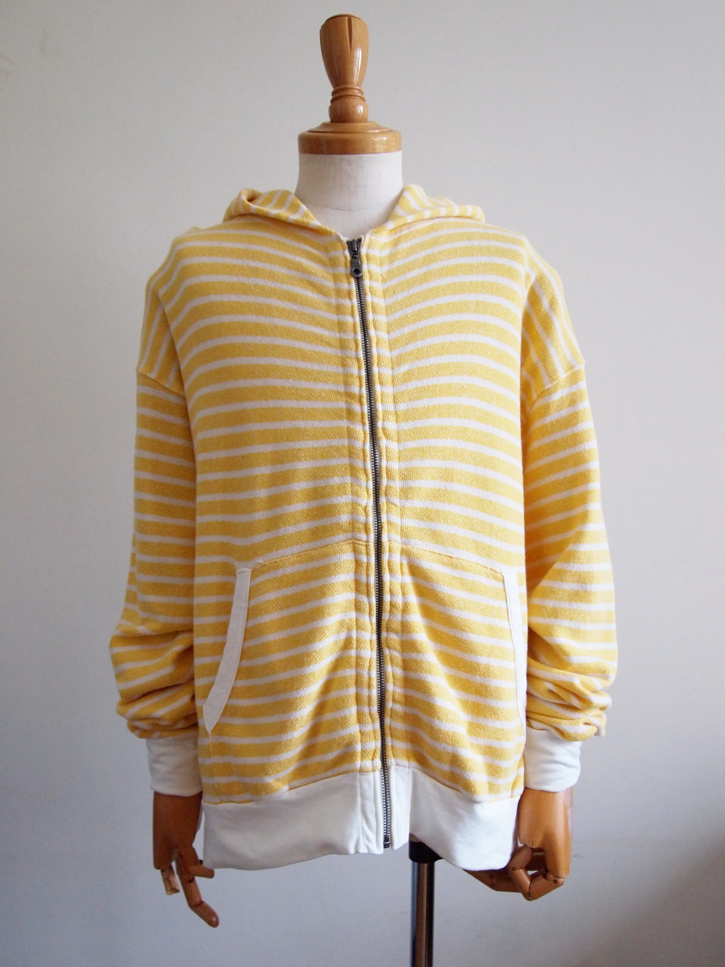 #191871  LS WIDE ZIP HOODY, shown in YELLOW/WHITE