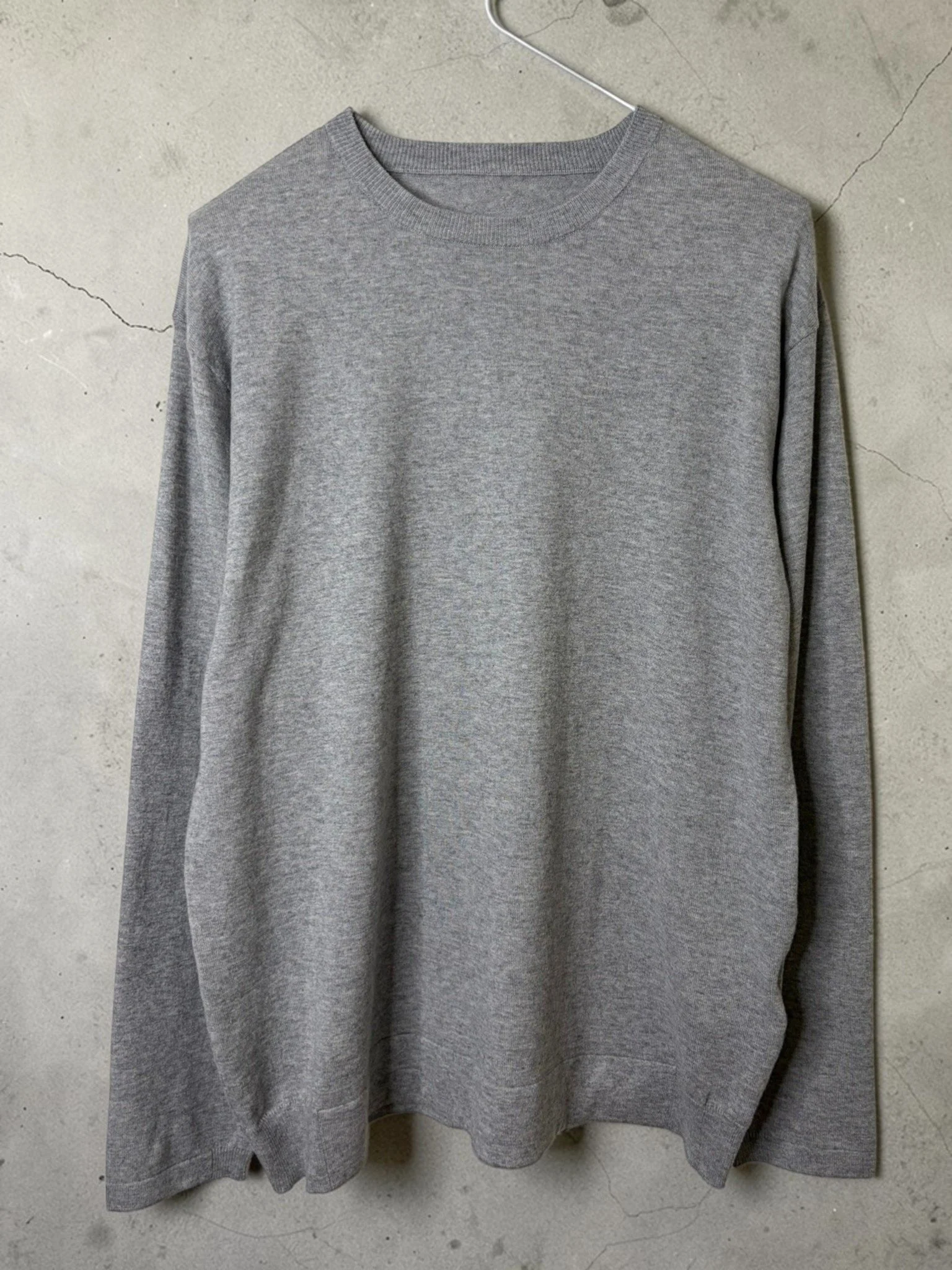*UNISEX* Cotton/Cashmere FINE JZ.KNIT, 95% Cotton  5% Cashmere,   9511054, L/S Setin-Raglan CREW T-SHIRTS, HT GREY