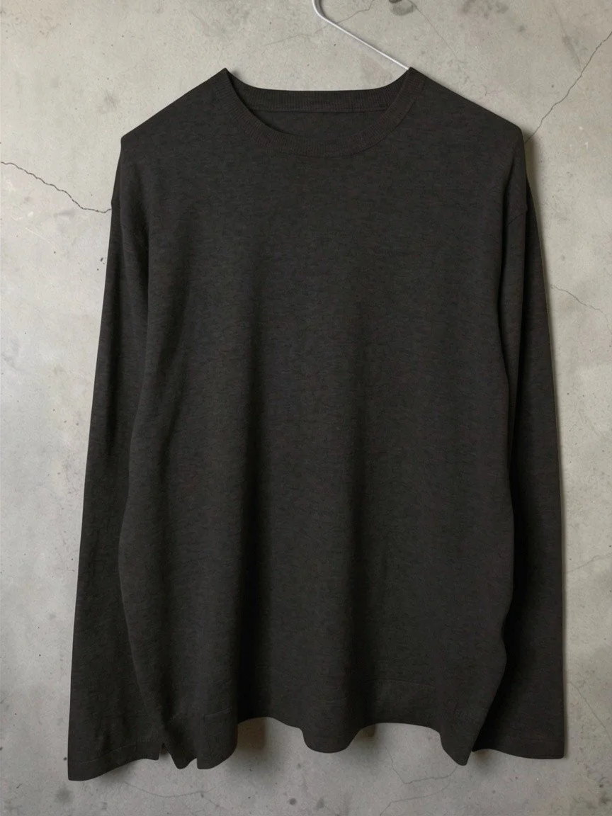 *UNISEX* Cotton/Cashmere FINE JZ.KNIT, 95% Cotton  5% Cashmere,   9511054, L/S Setin-Raglan CREW T-SHIRTS, BLACK